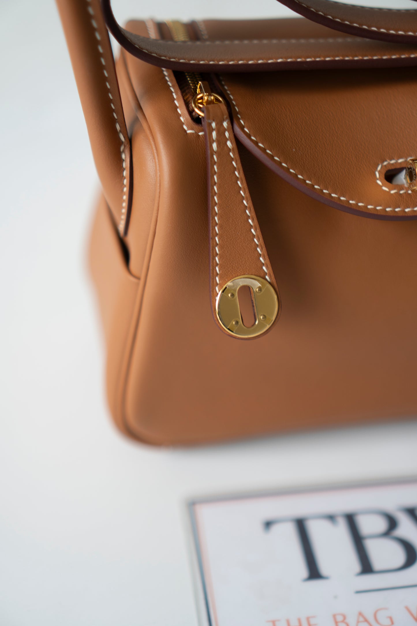 Mini Lindy in Gold Swift Leather with Gold Hardware