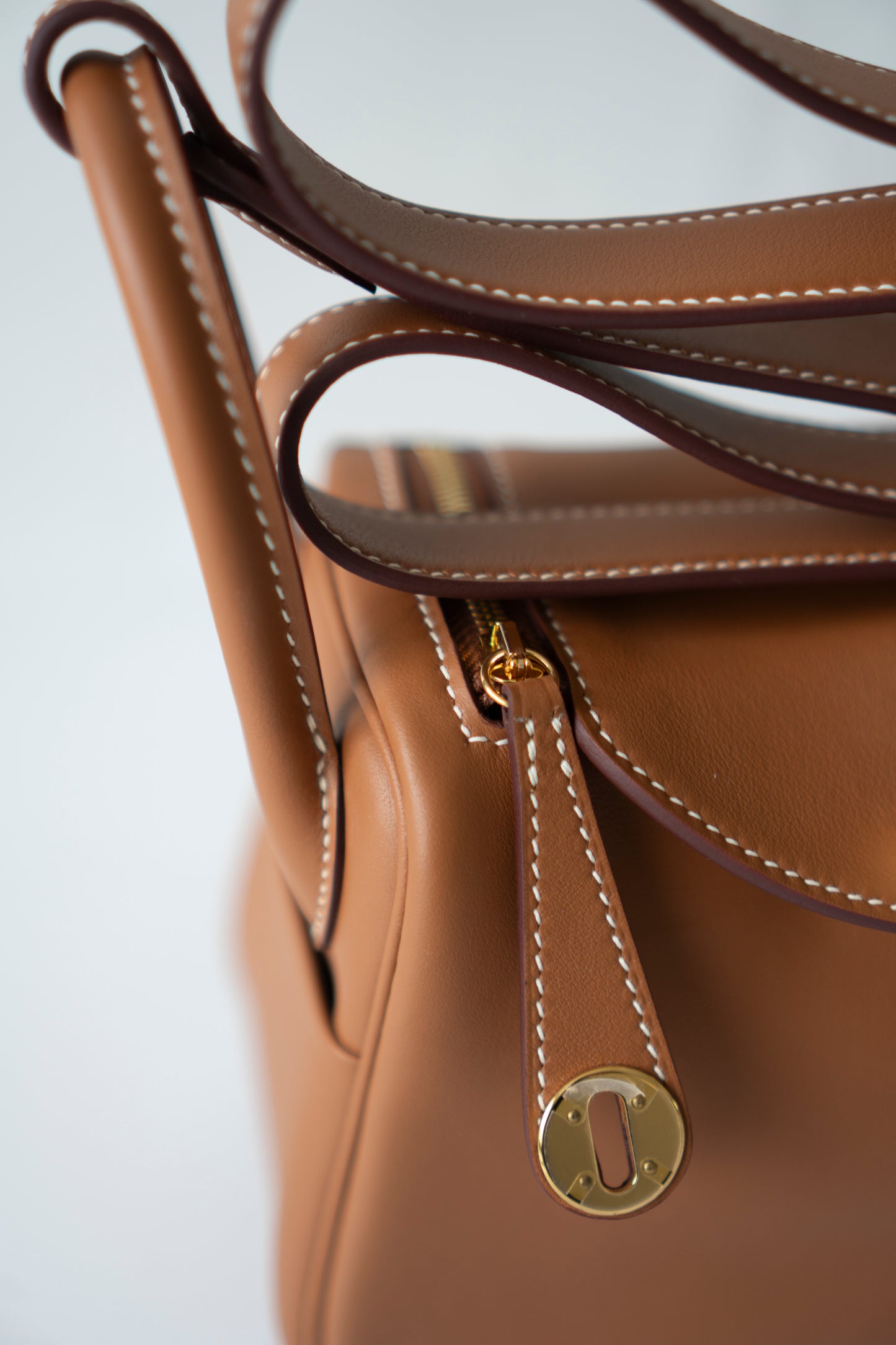 Mini Lindy in Gold Swift Leather with Gold Hardware