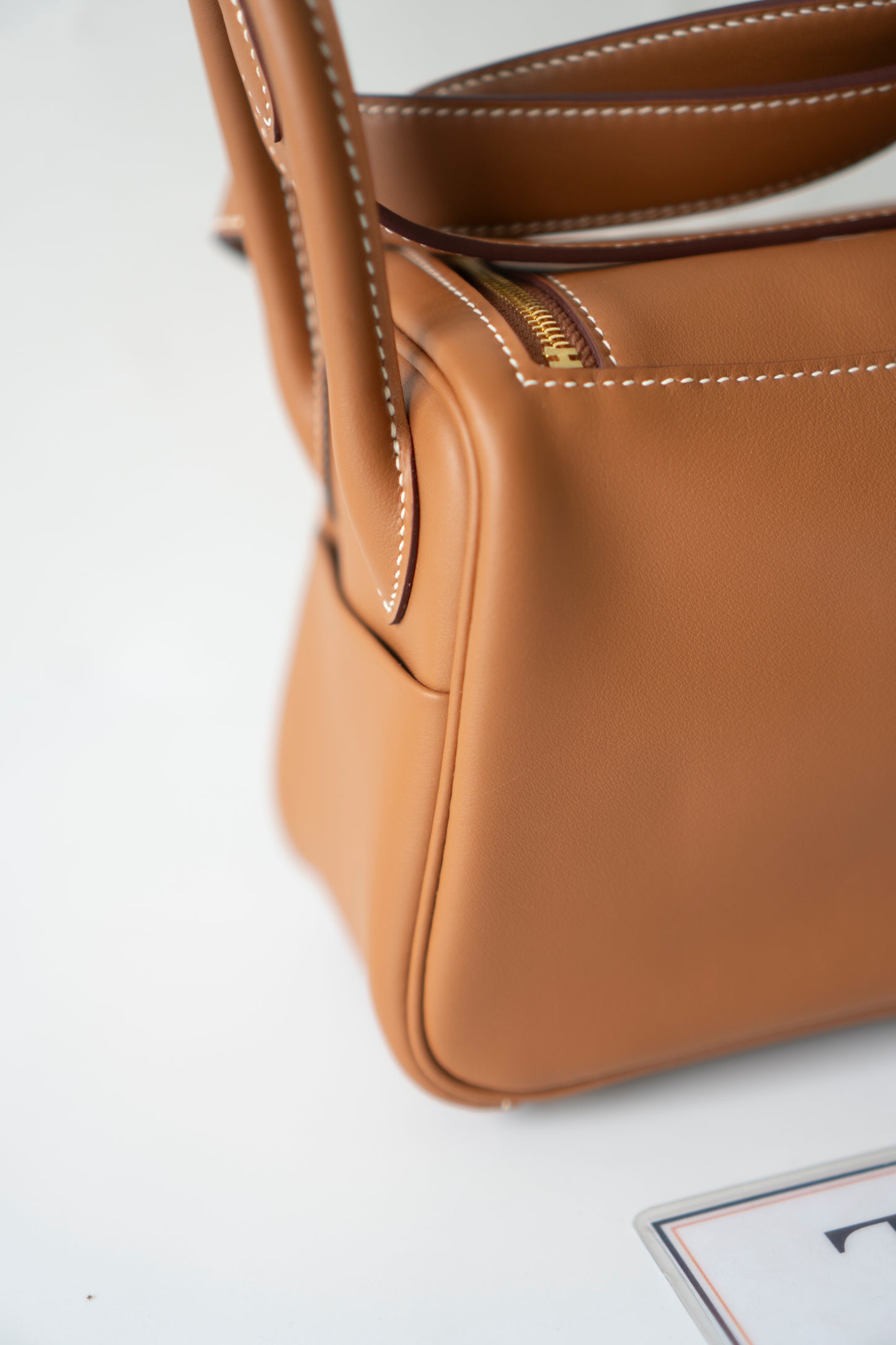Mini Lindy in Gold Swift Leather with Gold Hardware
