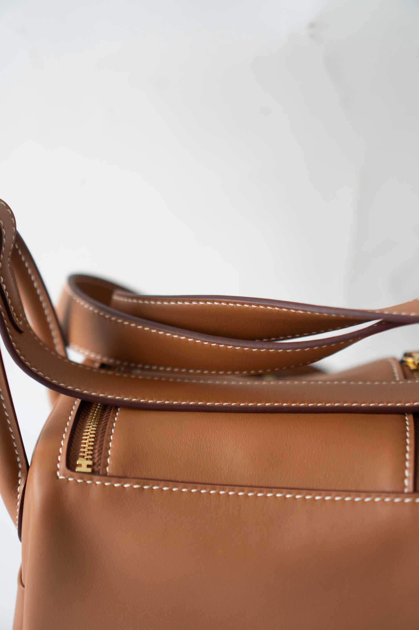 Mini Lindy in Gold Swift Leather with Gold Hardware