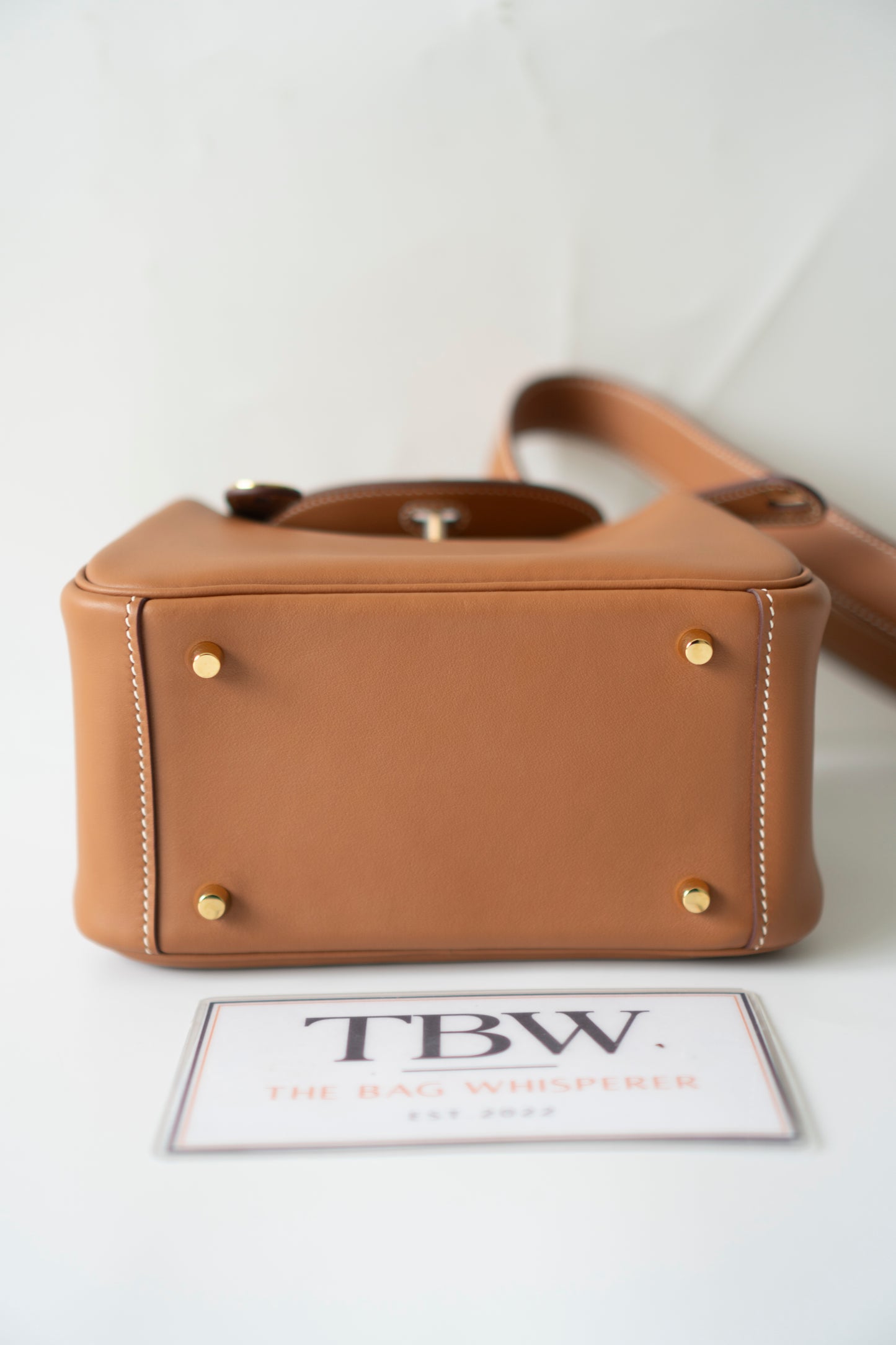 Mini Lindy in Gold Swift Leather with Gold Hardware