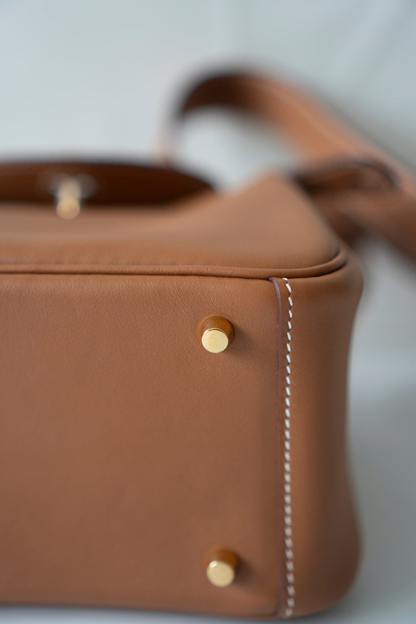 Mini Lindy in Gold Swift Leather with Gold Hardware