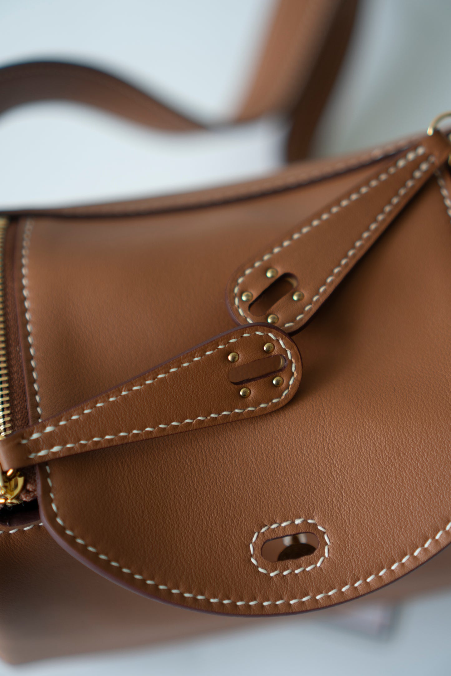 Mini Lindy in Gold Swift Leather with Gold Hardware