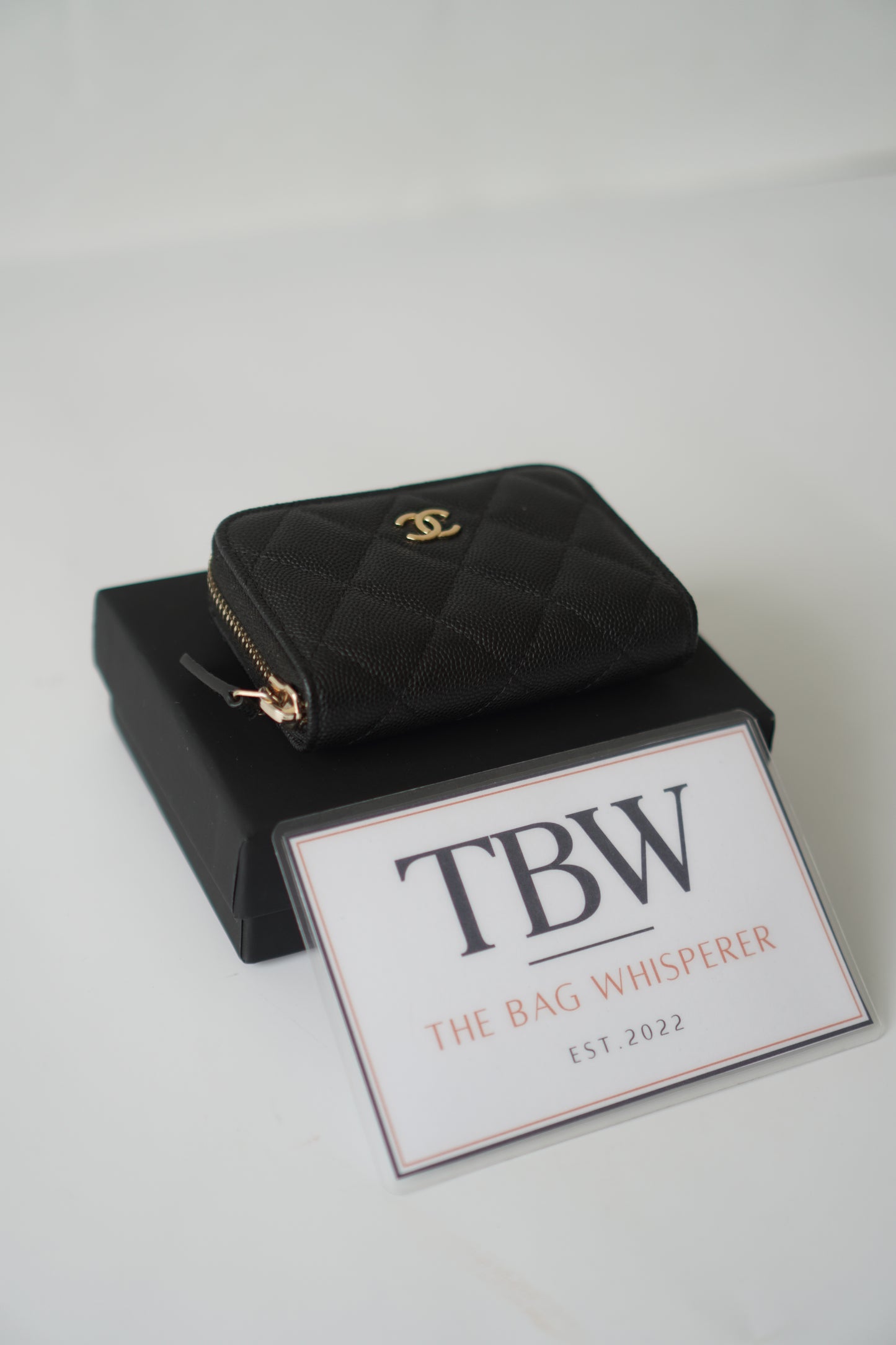 Classic Card Holder – Black Caviar Leather with Gold Hardware