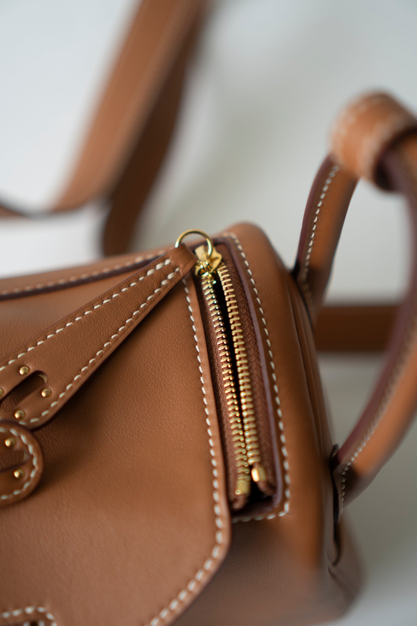 Mini Lindy in Gold Swift Leather with Gold Hardware