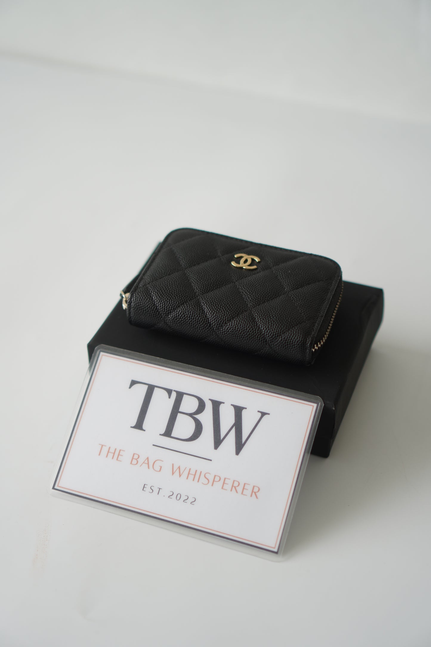 Classic Card Holder – Black Caviar Leather with Gold Hardware