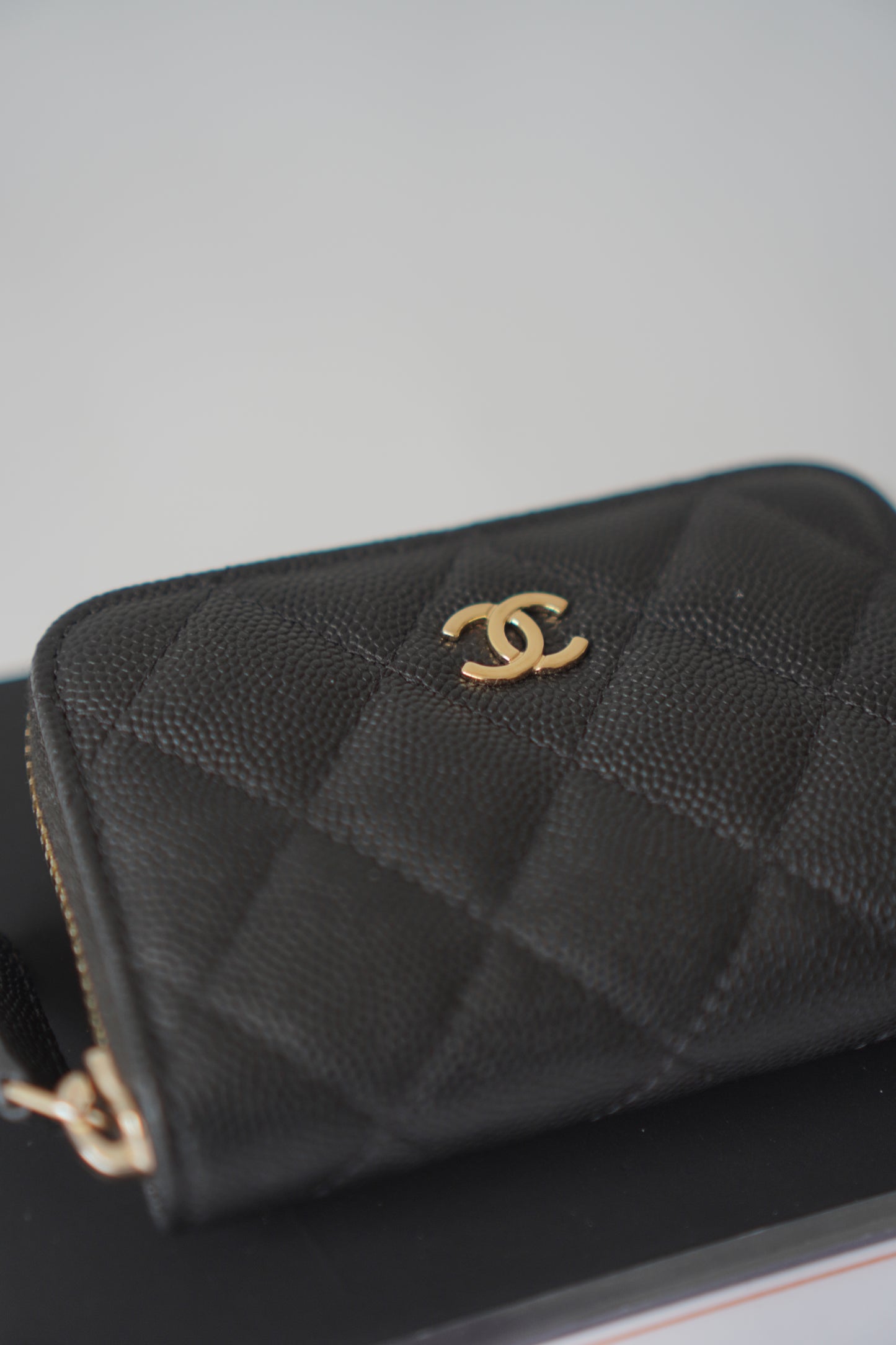 Classic Card Holder – Black Caviar Leather with Gold Hardware