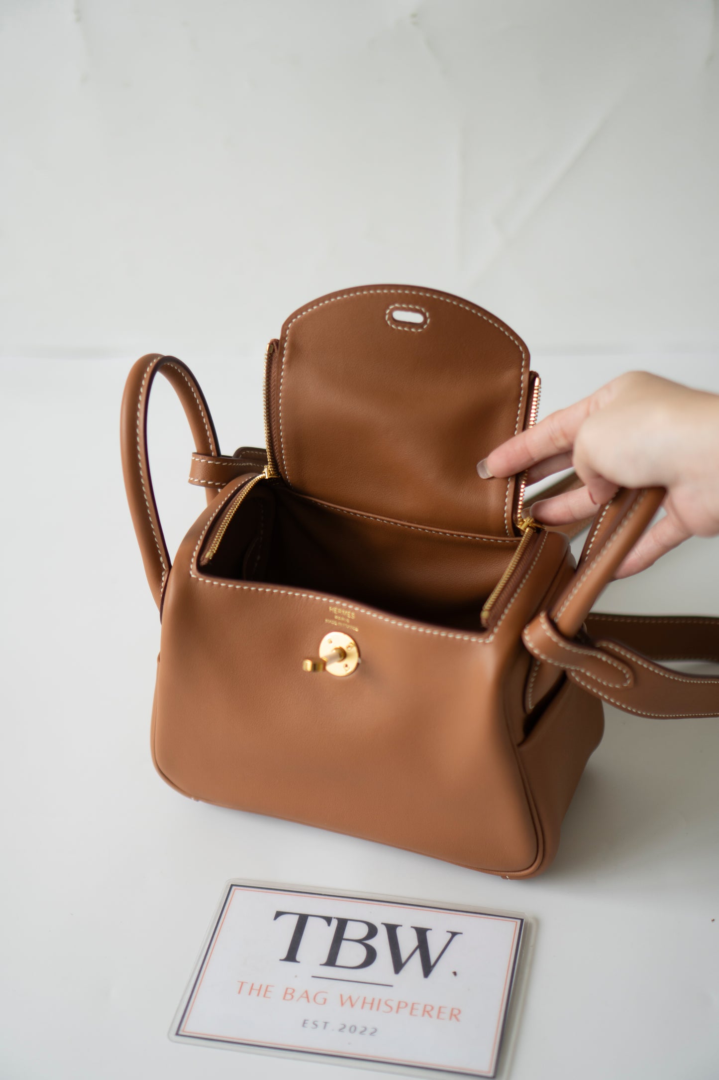 Mini Lindy in Gold Swift Leather with Gold Hardware