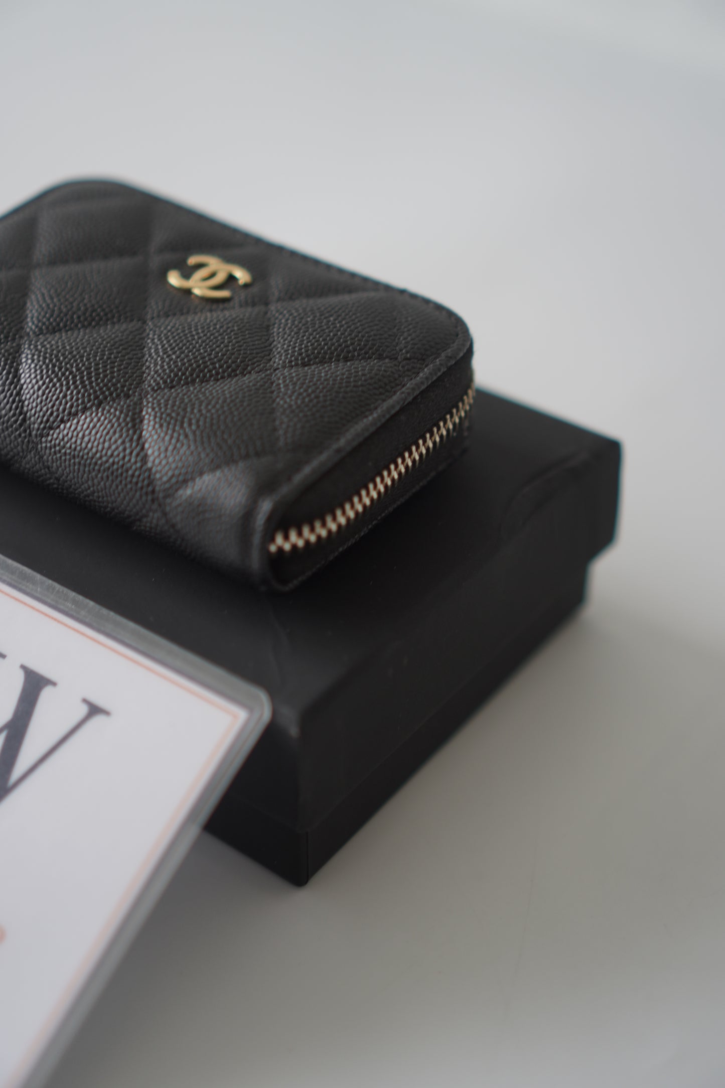 Classic Card Holder – Black Caviar Leather with Gold Hardware