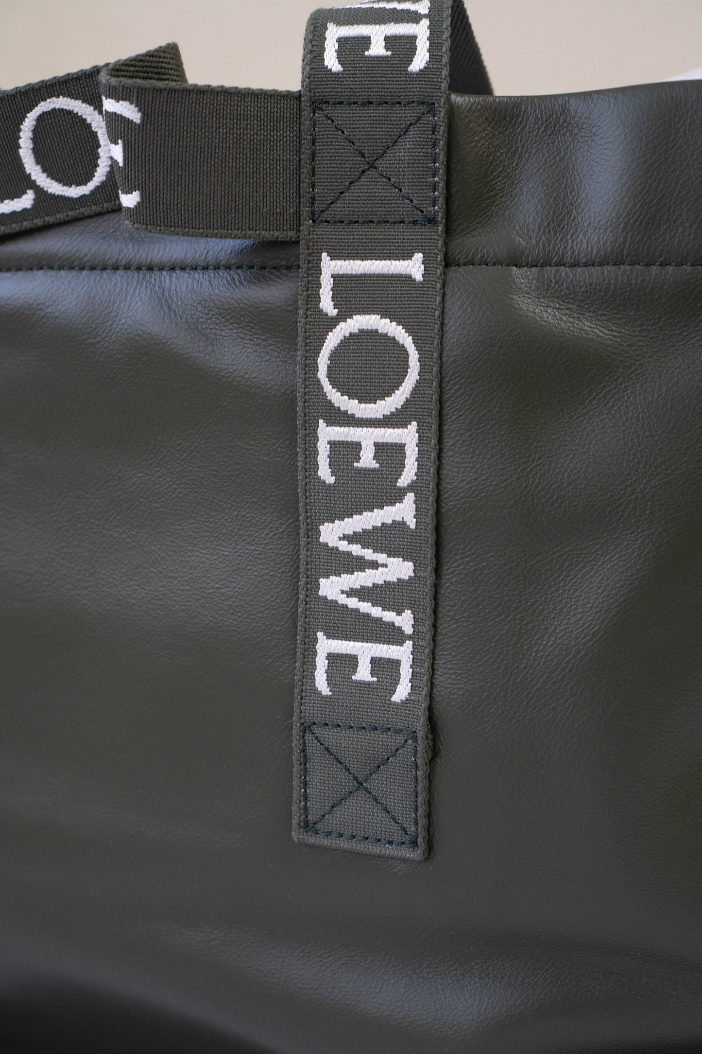 Fold Shopper Tote in Green Paper Calfskin