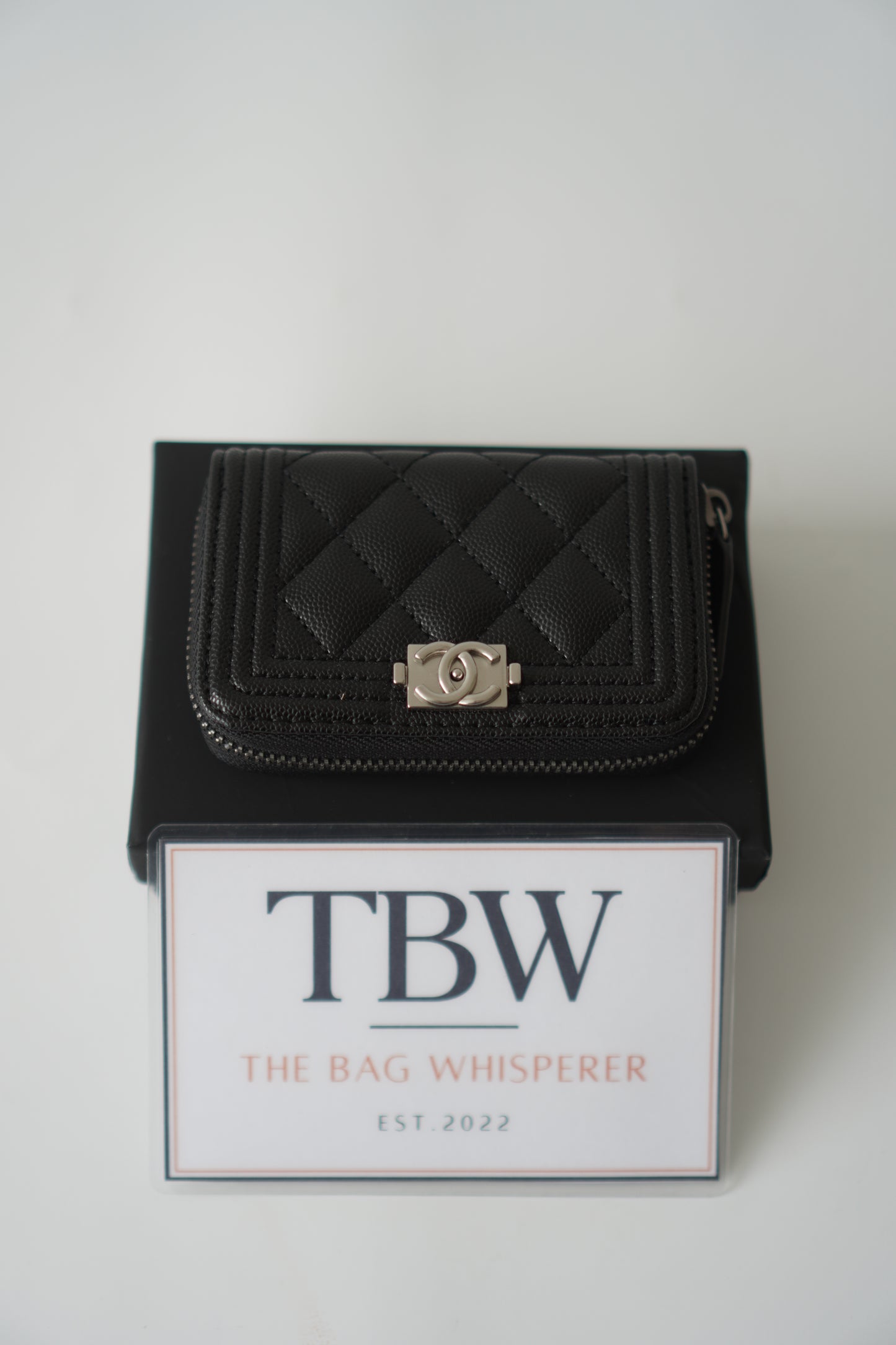 Boy Zip Coin Purse – Black Caviar Leather with Ruthenium Hardware