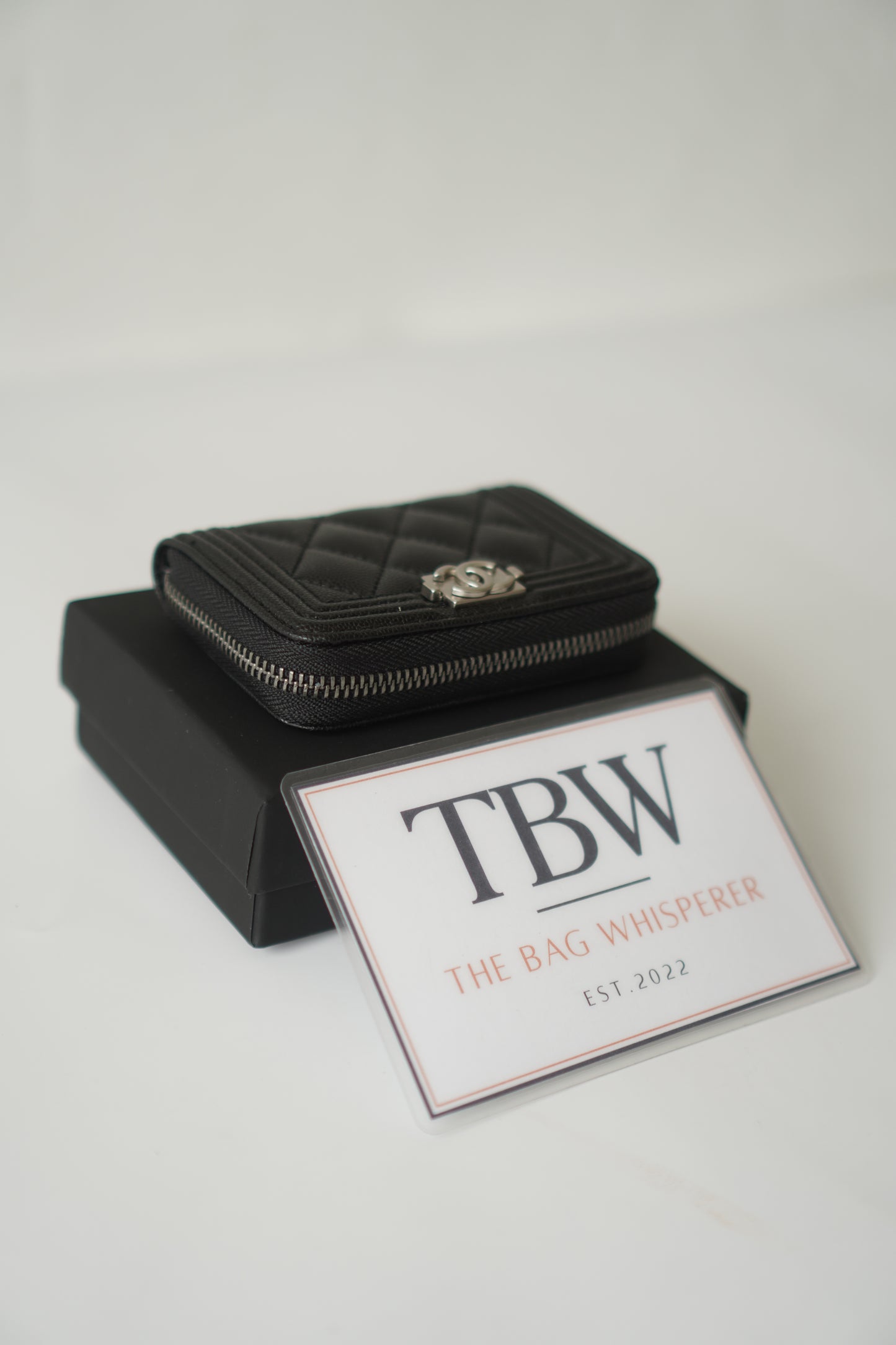 Boy Zip Coin Purse – Black Caviar Leather with Ruthenium Hardware