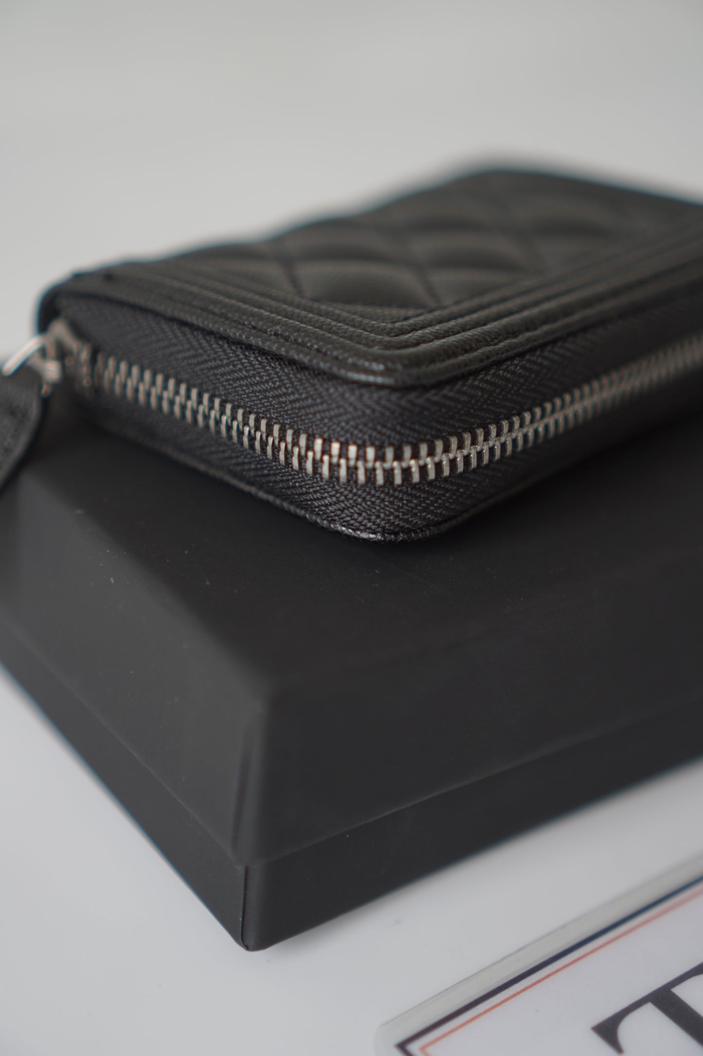 Boy Zip Coin Purse – Black Caviar Leather with Ruthenium Hardware