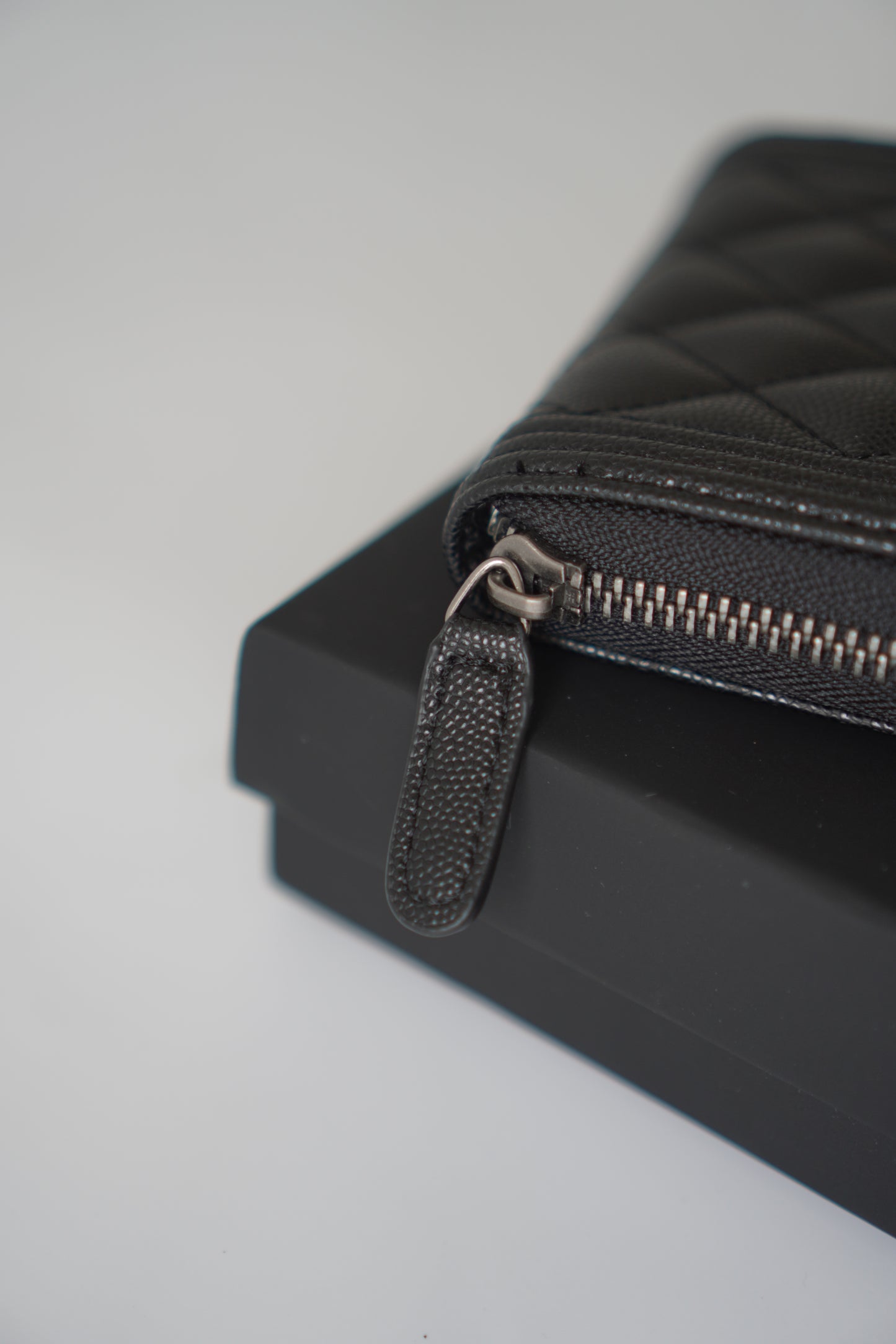 Boy Zip Coin Purse – Black Caviar Leather with Ruthenium Hardware