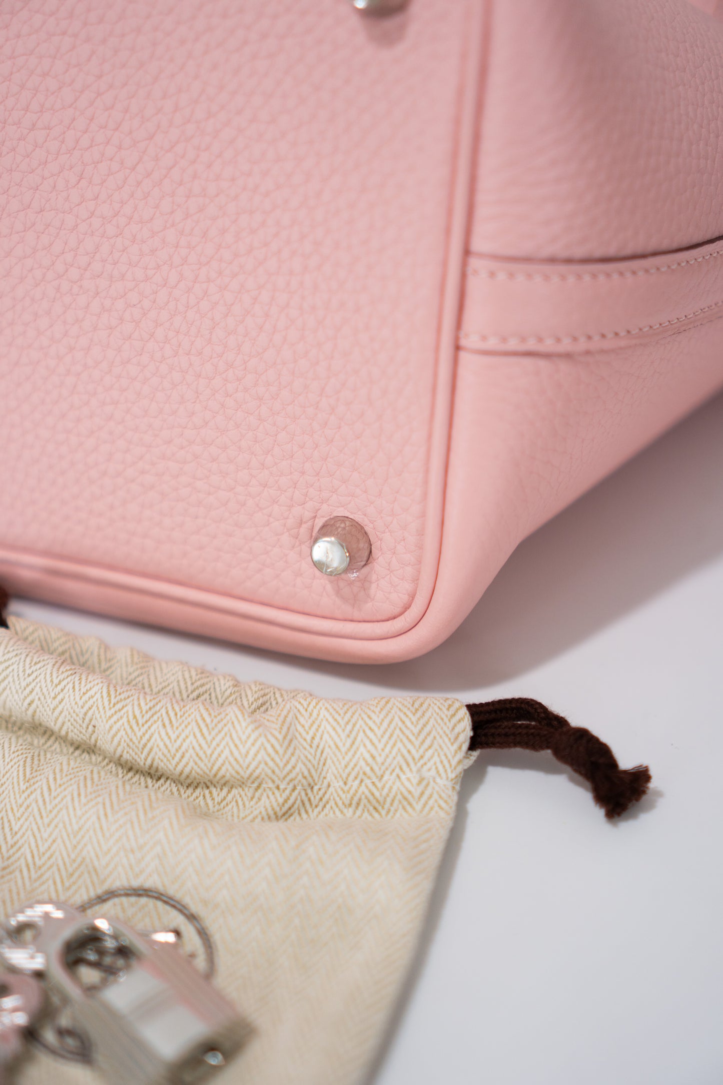 Picotin Lock 18 – Rose Sakura Clemence Leather with Palladium Hardware