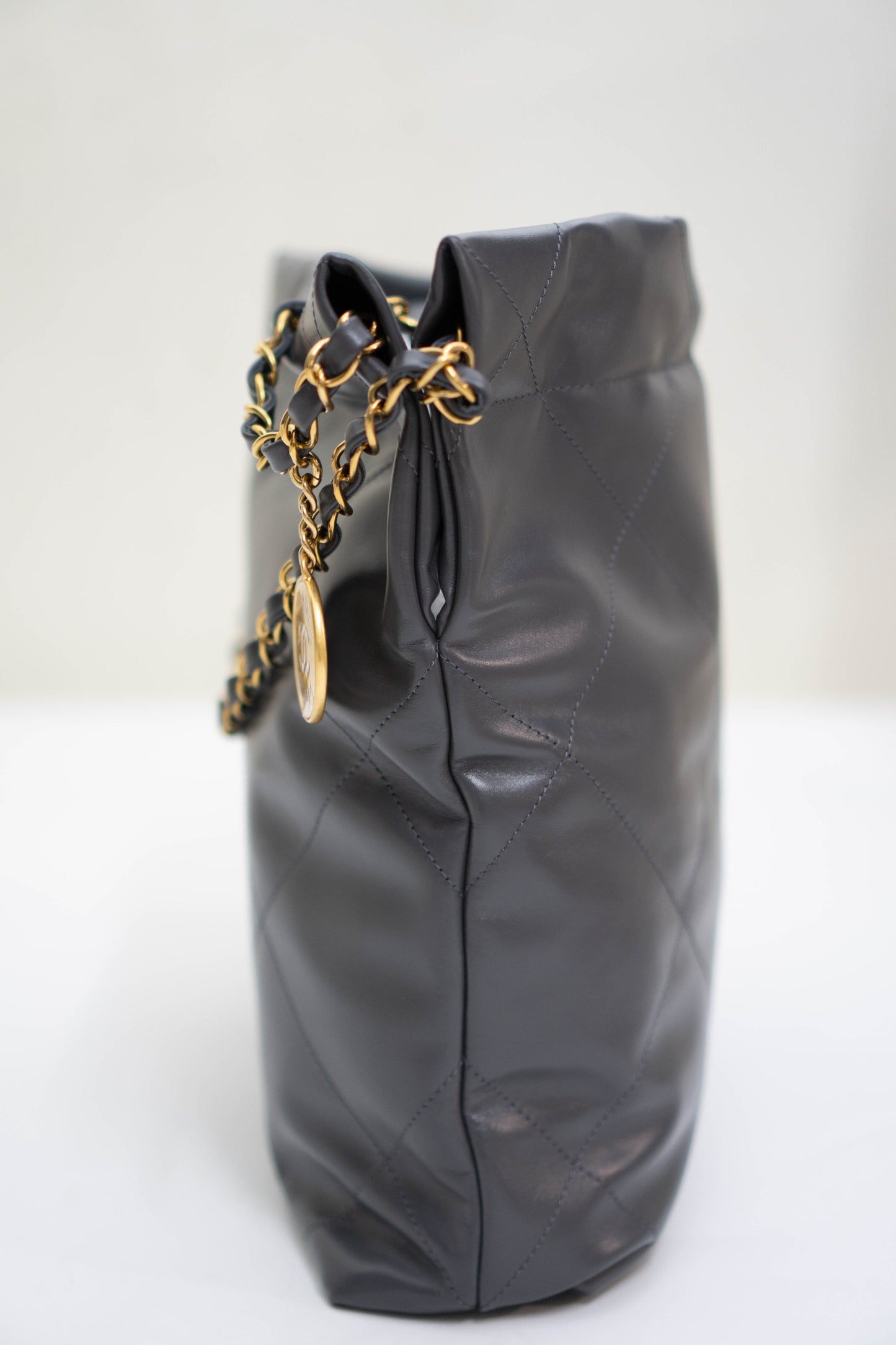 C22 in Shiny Calfskin Dark Grey (Small)