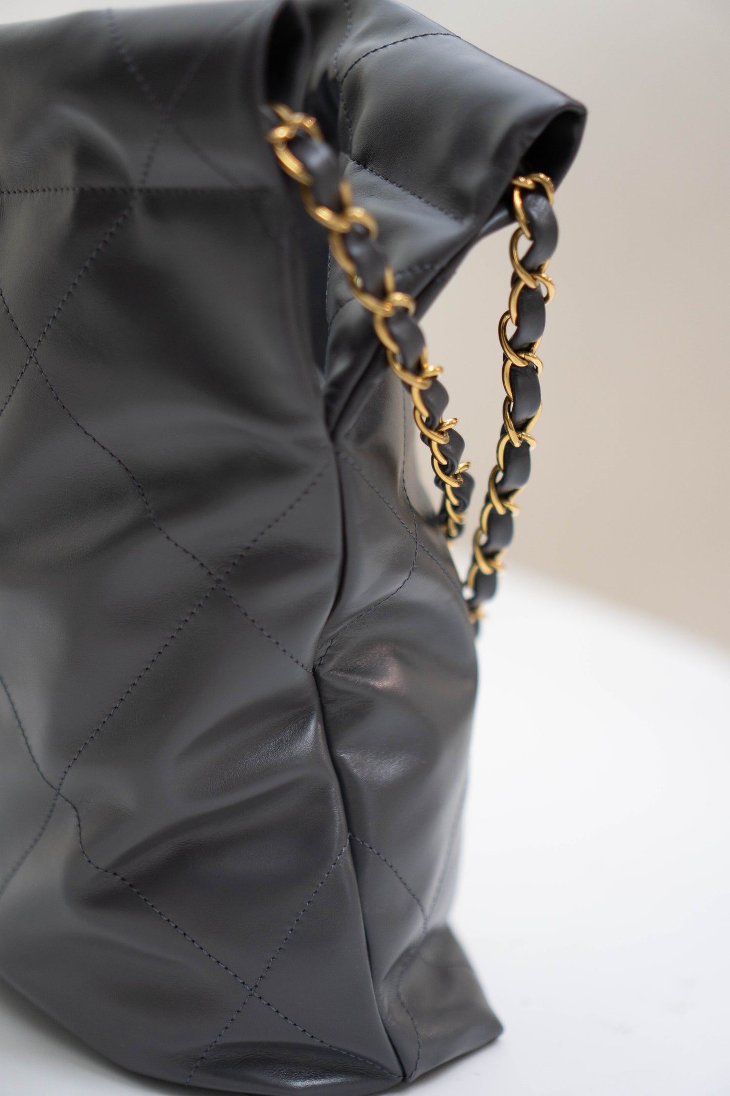 C22 in Shiny Calfskin Dark Grey (Small)