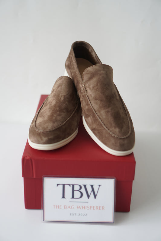Suede Slip-On Loafers – Taupe Brown