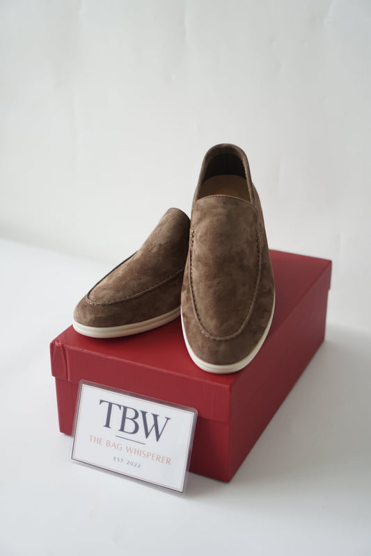 Suede Slip-On Loafers – Taupe Brown