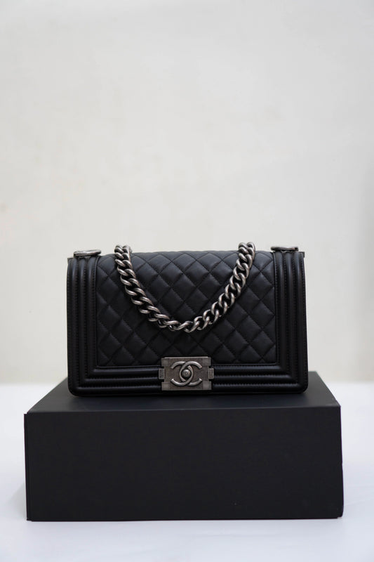 Le Boy in Black Quilted Calfskin with Ruthenium Hardware