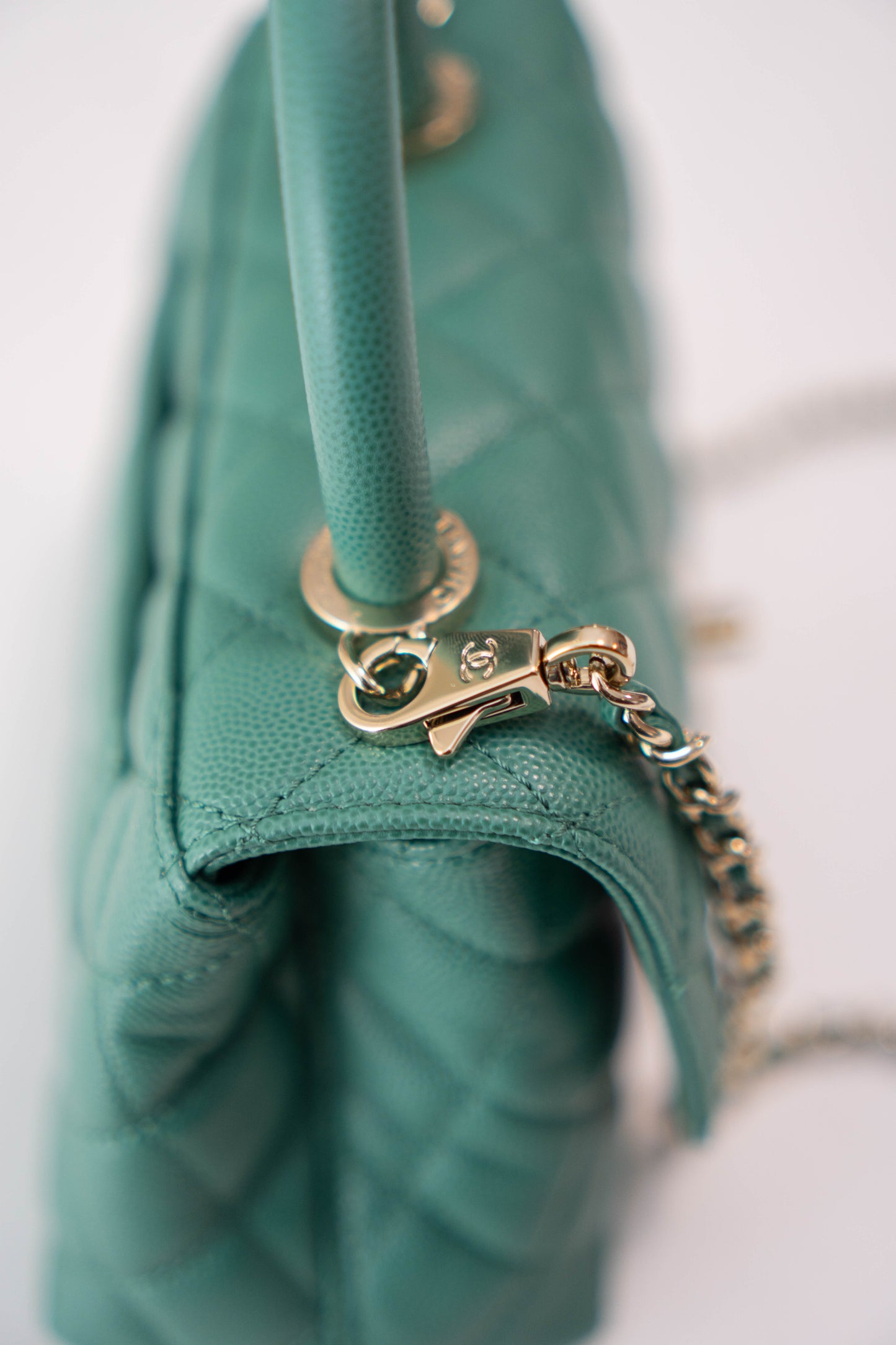 Coco Handle Mini in Green Caviar leather with Silver Hardware