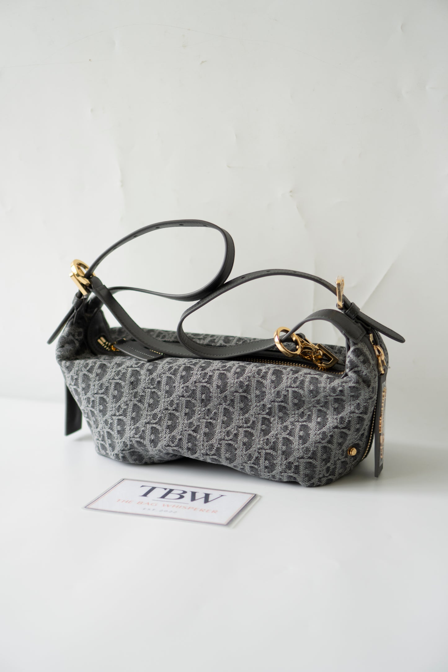 D-Journey Small Bag – Grey Oblique Denim with Gold Hardware