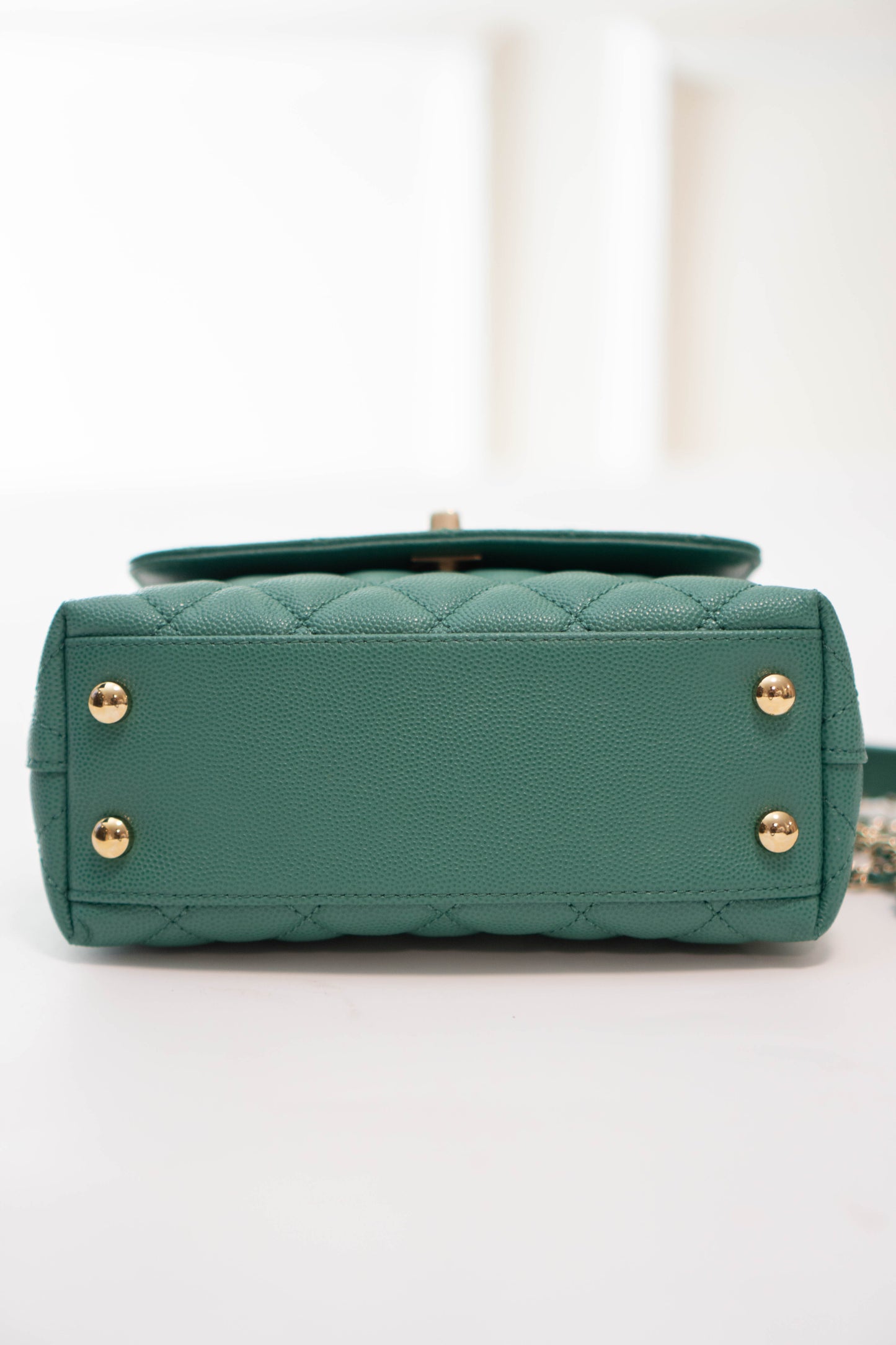 Coco Handle Mini in Green Caviar leather with Silver Hardware