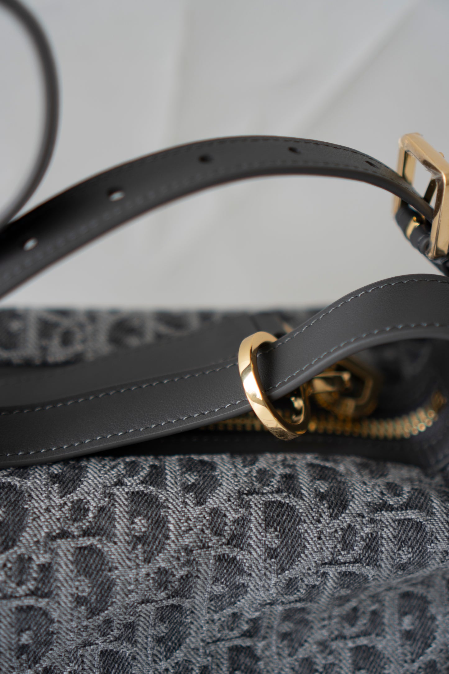 D-Journey Small Bag – Grey Oblique Denim with Gold Hardware