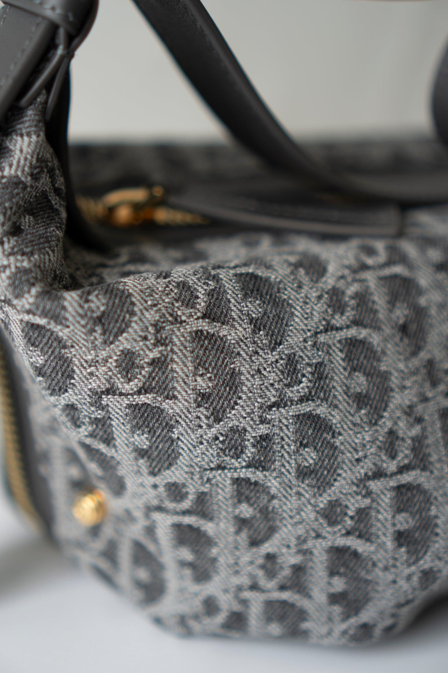 D-Journey Small Bag – Grey Oblique Denim with Gold Hardware