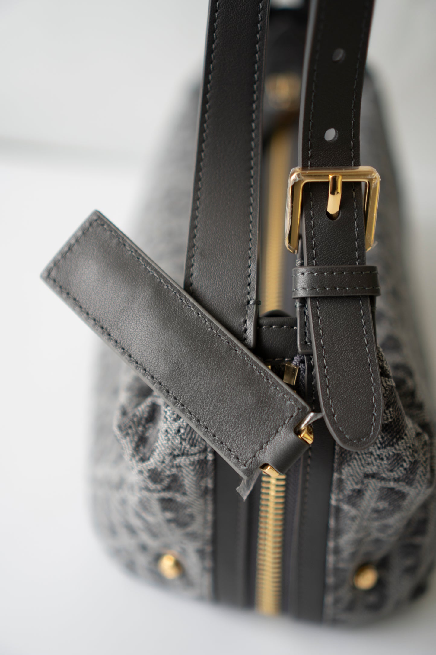 D-Journey Small Bag – Grey Oblique Denim with Gold Hardware