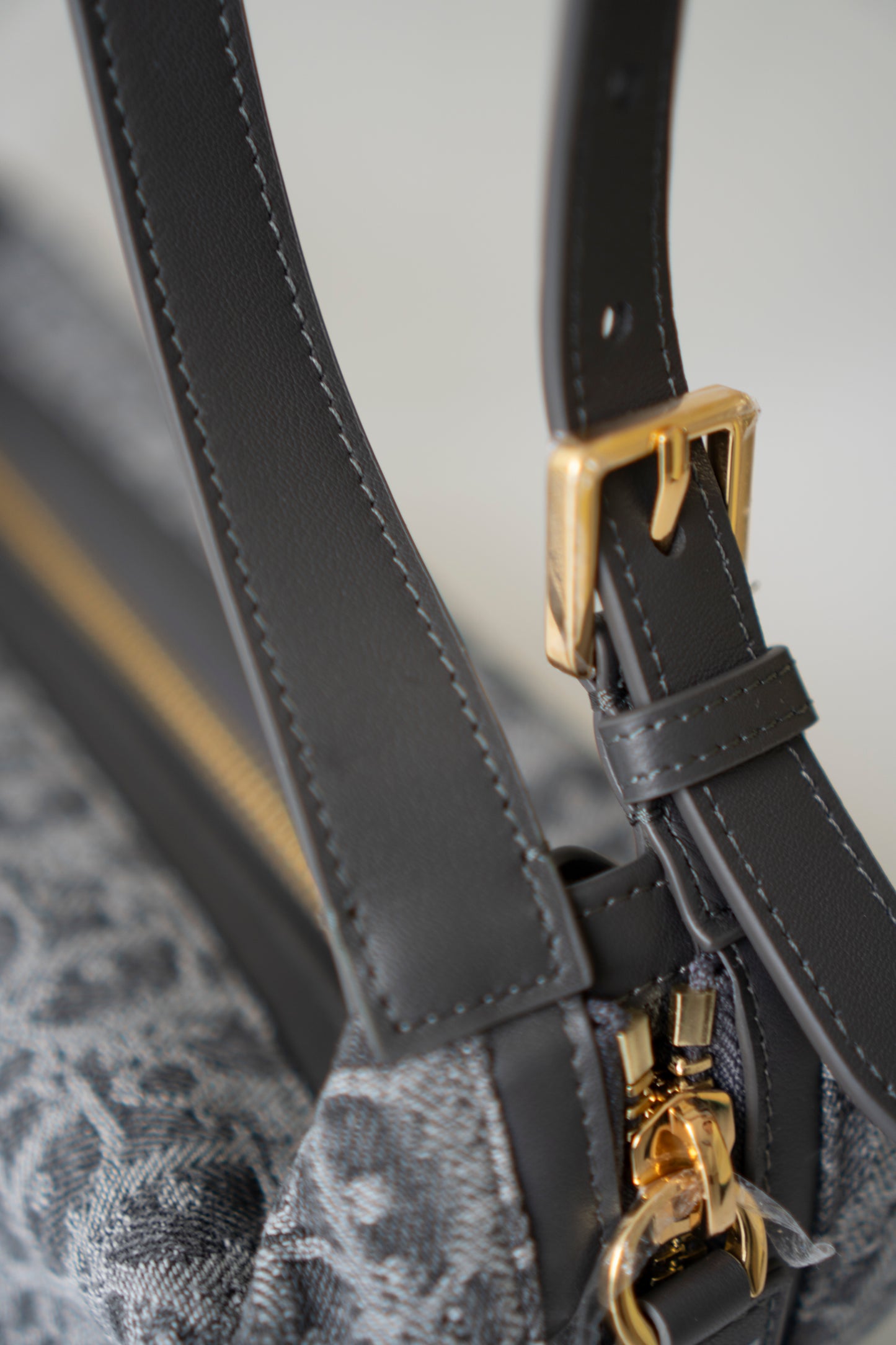 D-Journey Small Bag – Grey Oblique Denim with Gold Hardware