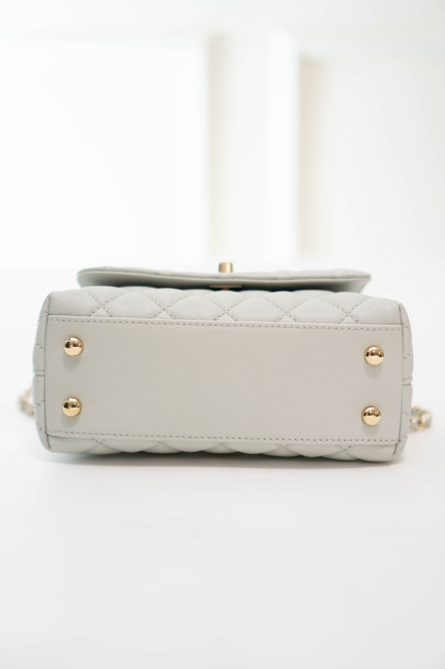 Coco Handle Mini in Light Gray Caviar Leather with Silver Hardware