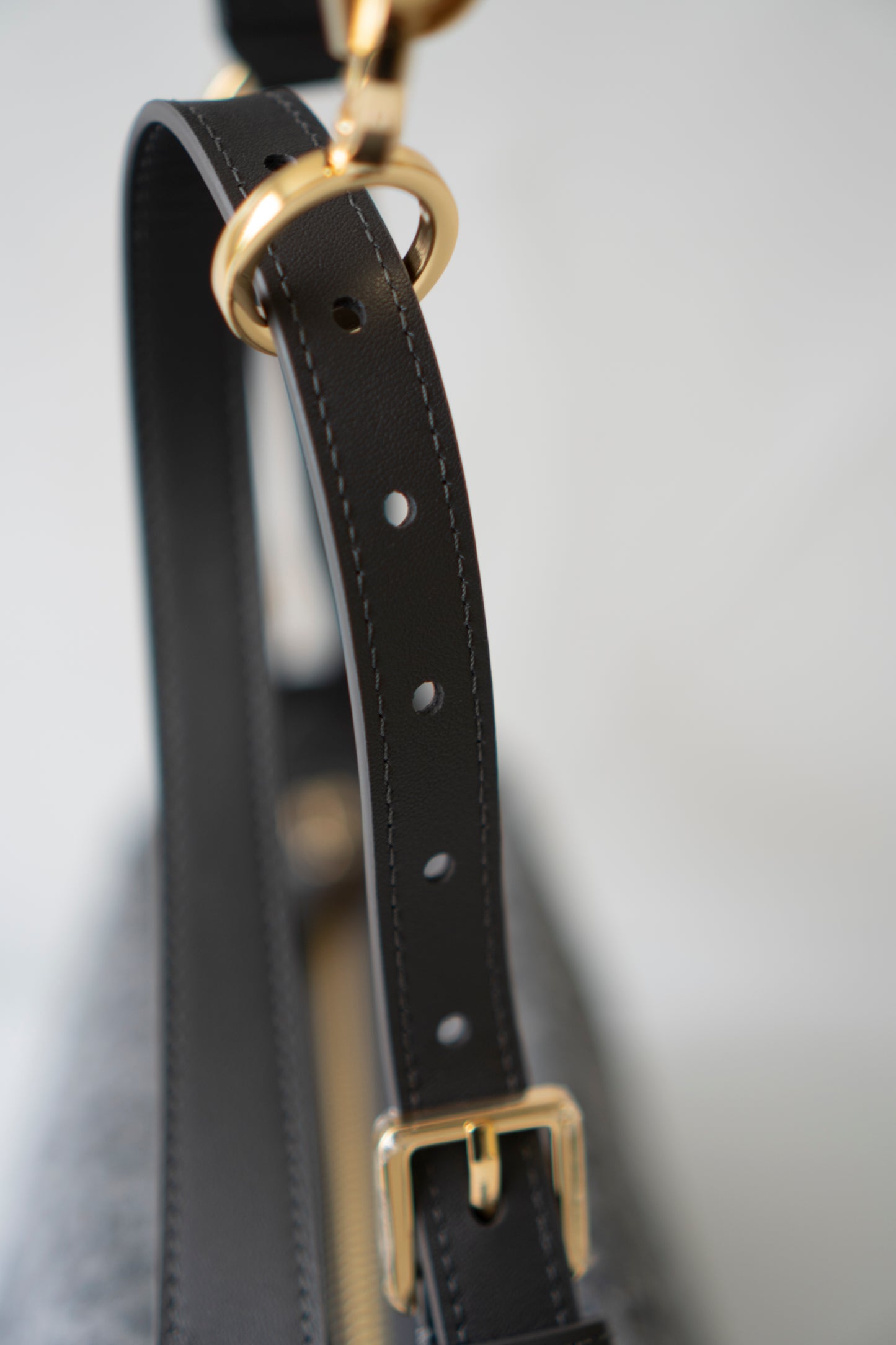 D-Journey Small Bag – Grey Oblique Denim with Gold Hardware