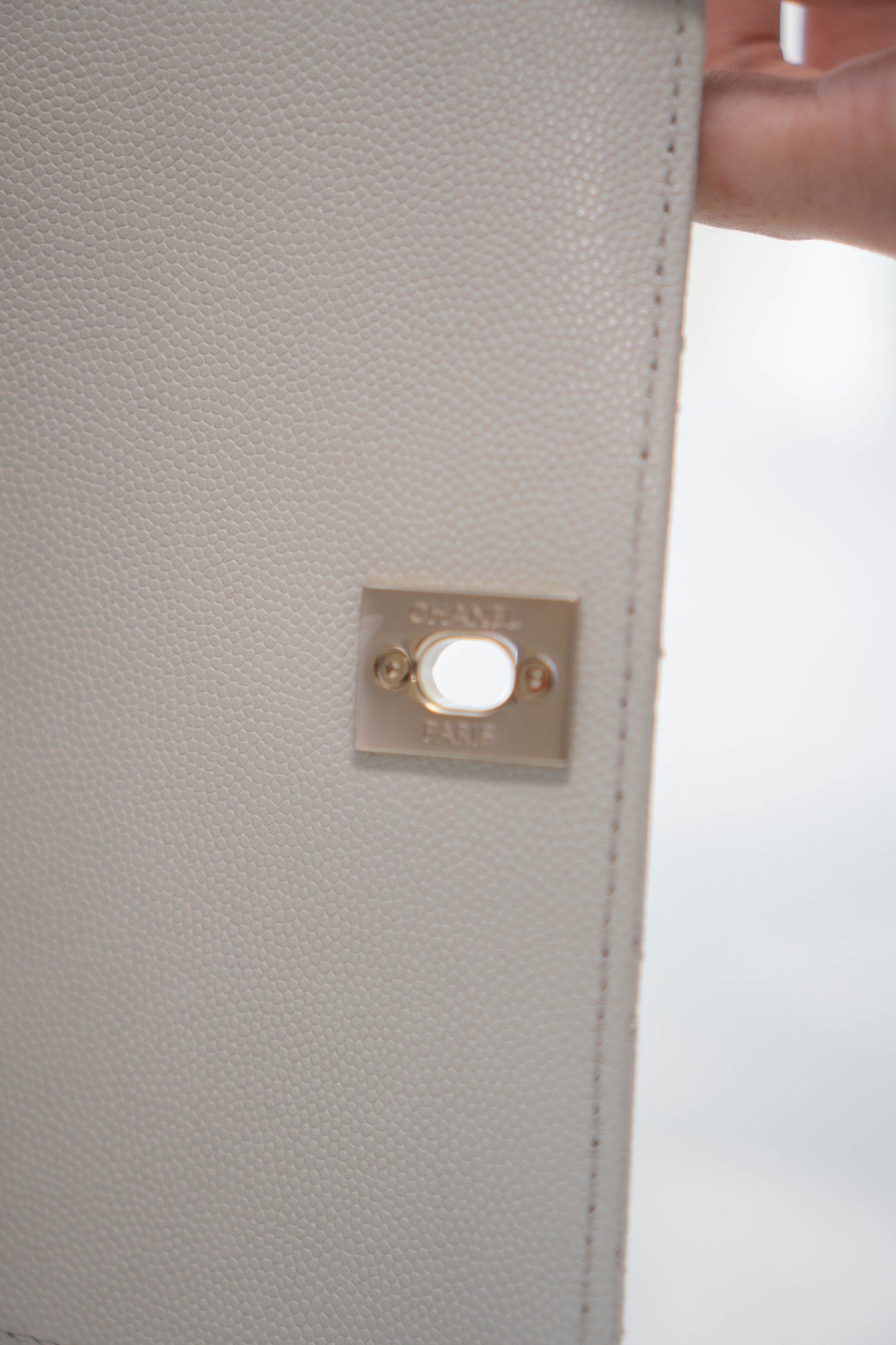 Coco Handle Mini in Light Gray Caviar Leather with Silver Hardware