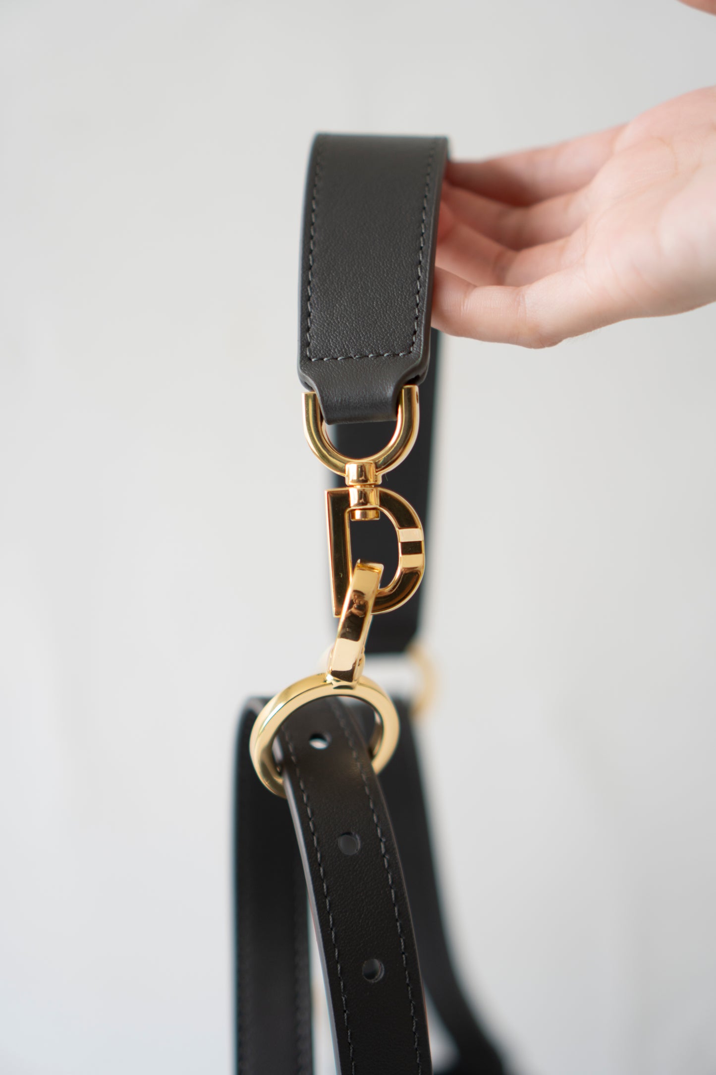 D-Journey Small Bag – Grey Oblique Denim with Gold Hardware