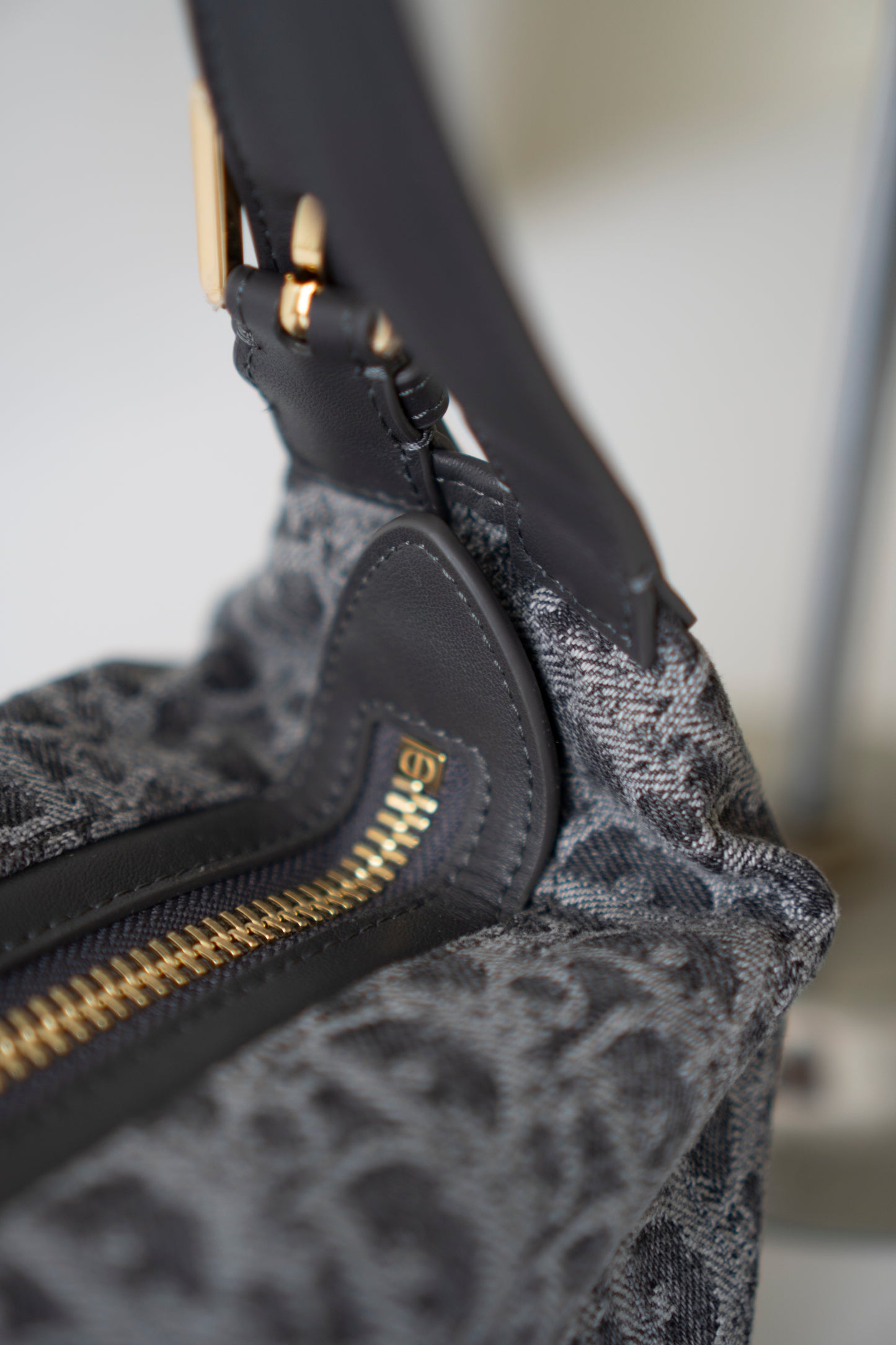 D-Journey Small Bag – Grey Oblique Denim with Gold Hardware