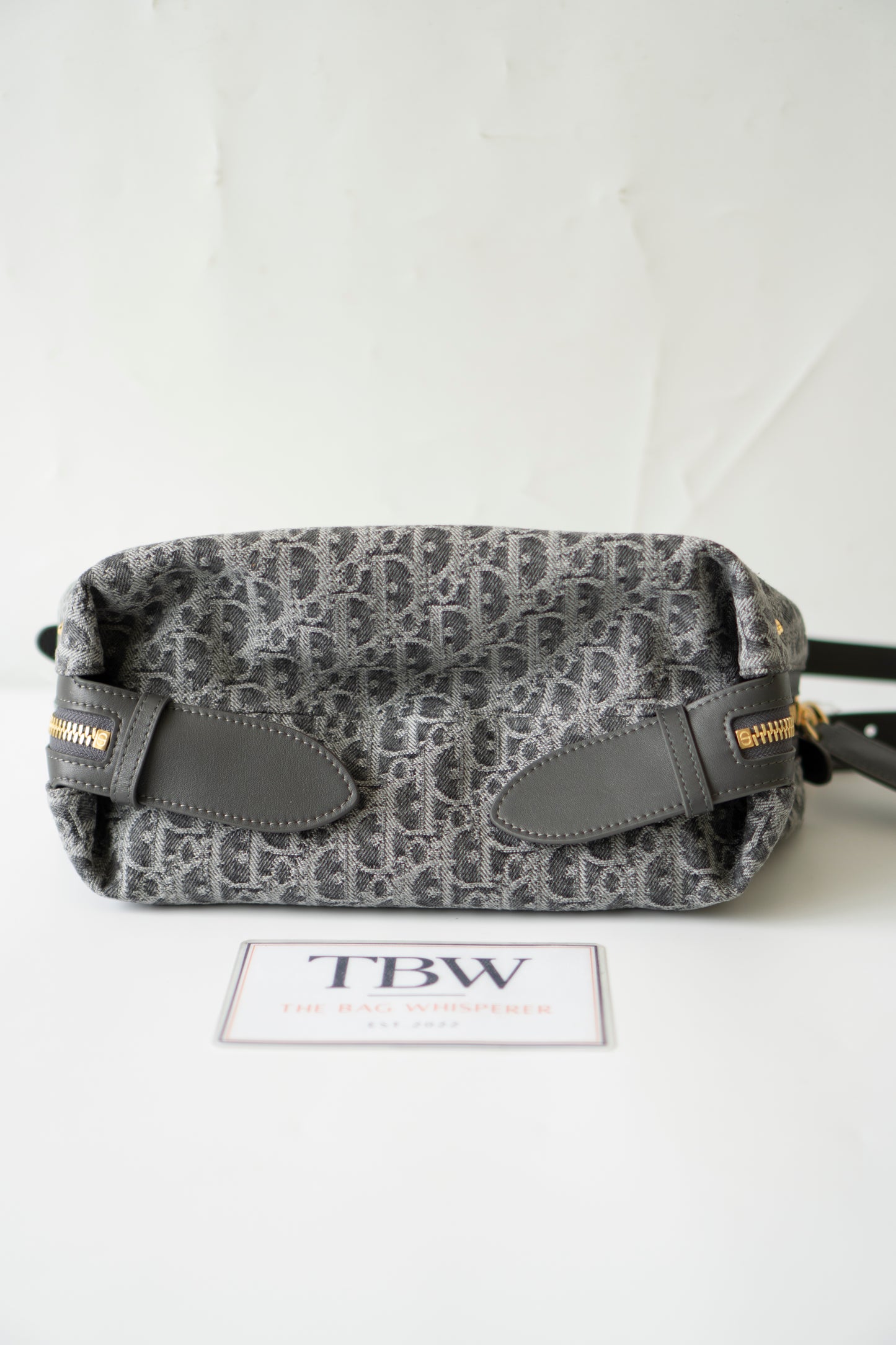 D-Journey Small Bag – Grey Oblique Denim with Gold Hardware