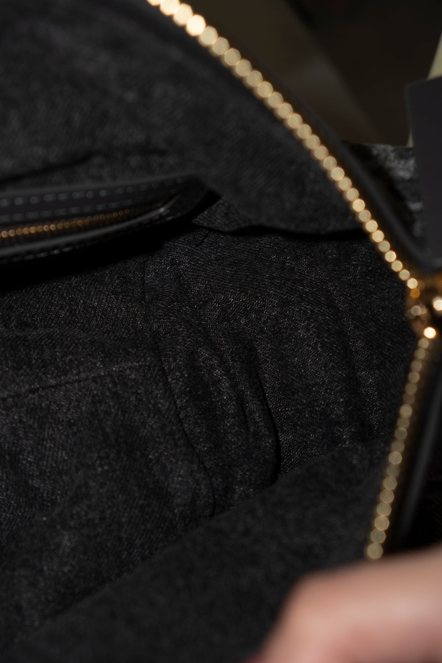 D-Journey Small Bag – Grey Oblique Denim with Gold Hardware
