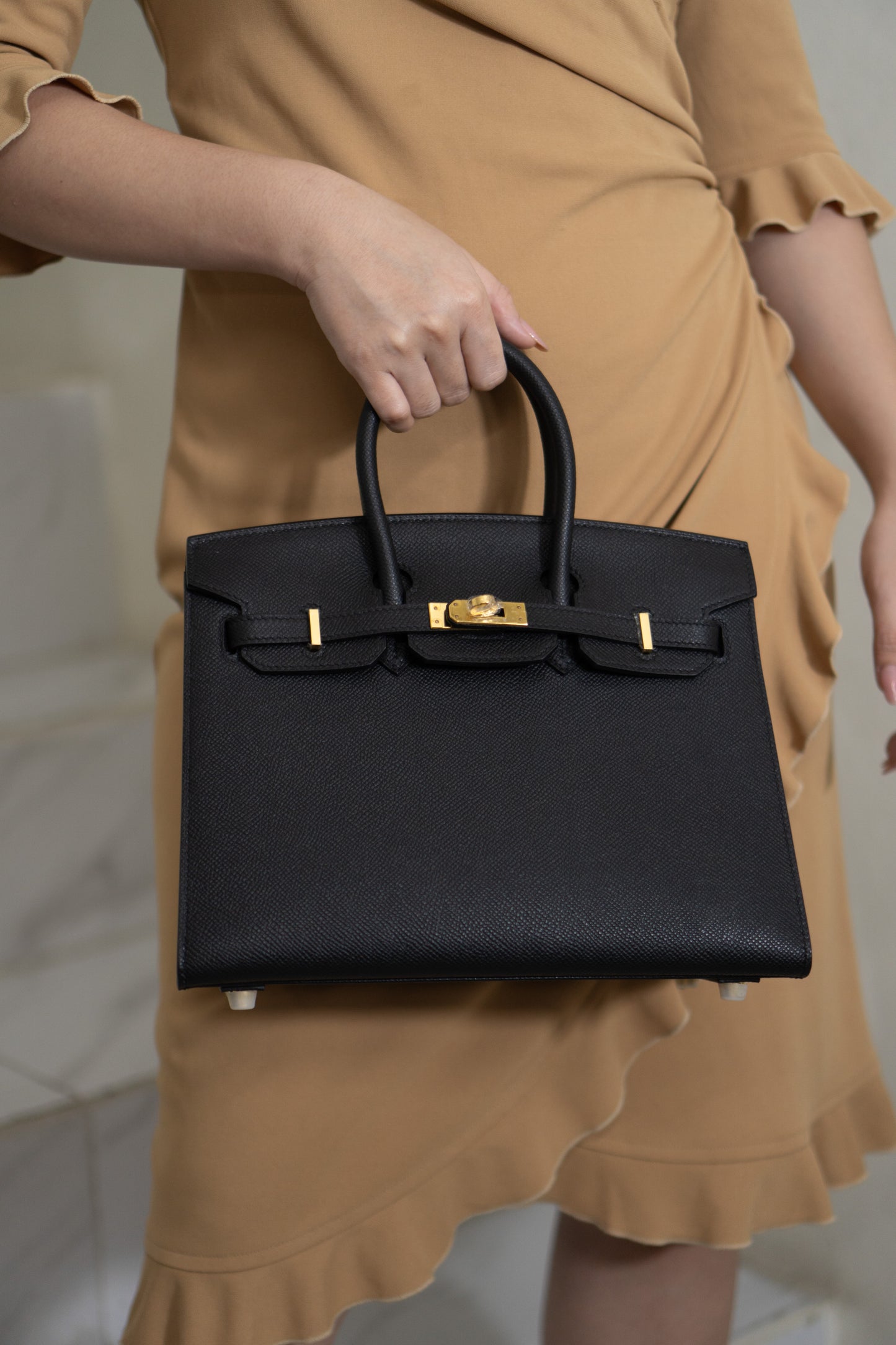 BK 25 – Black Epsom Leather with Gold Hardware