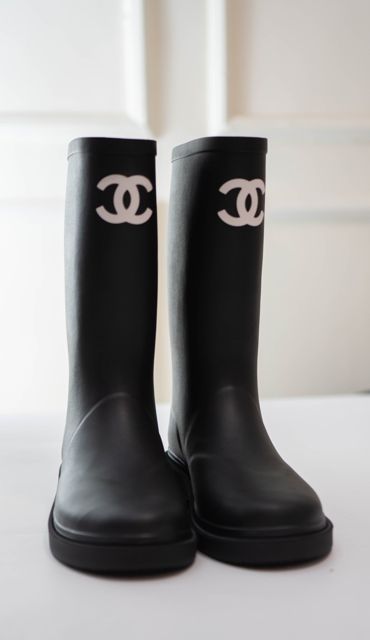 Rain Boots in Black Rubber