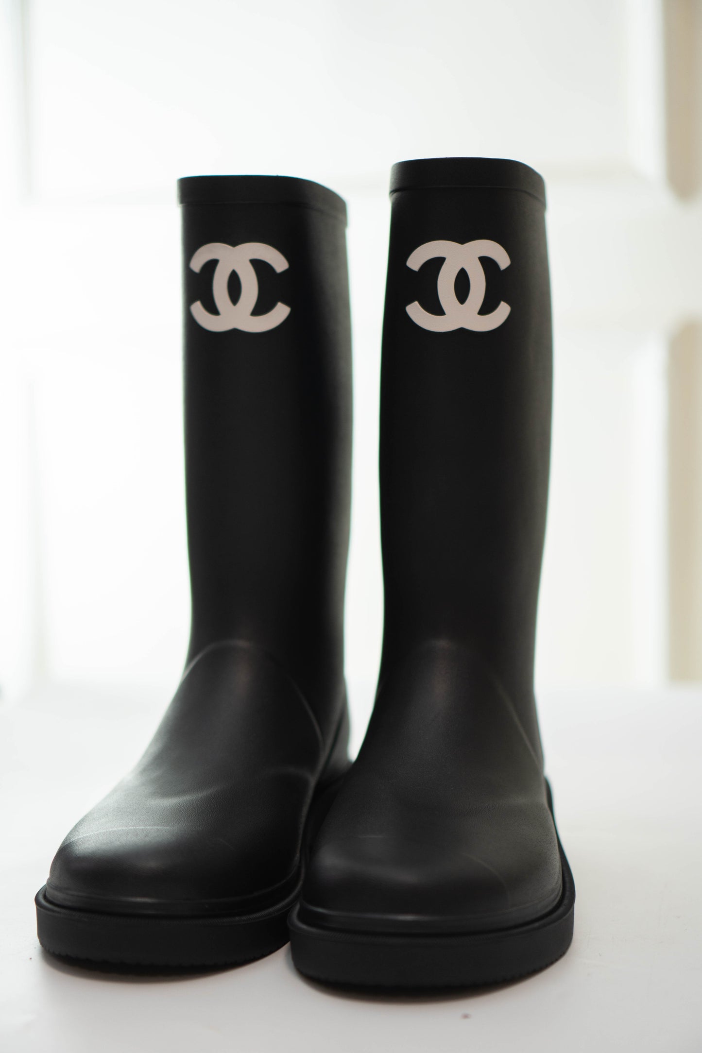 Rain Boots in Black Rubber