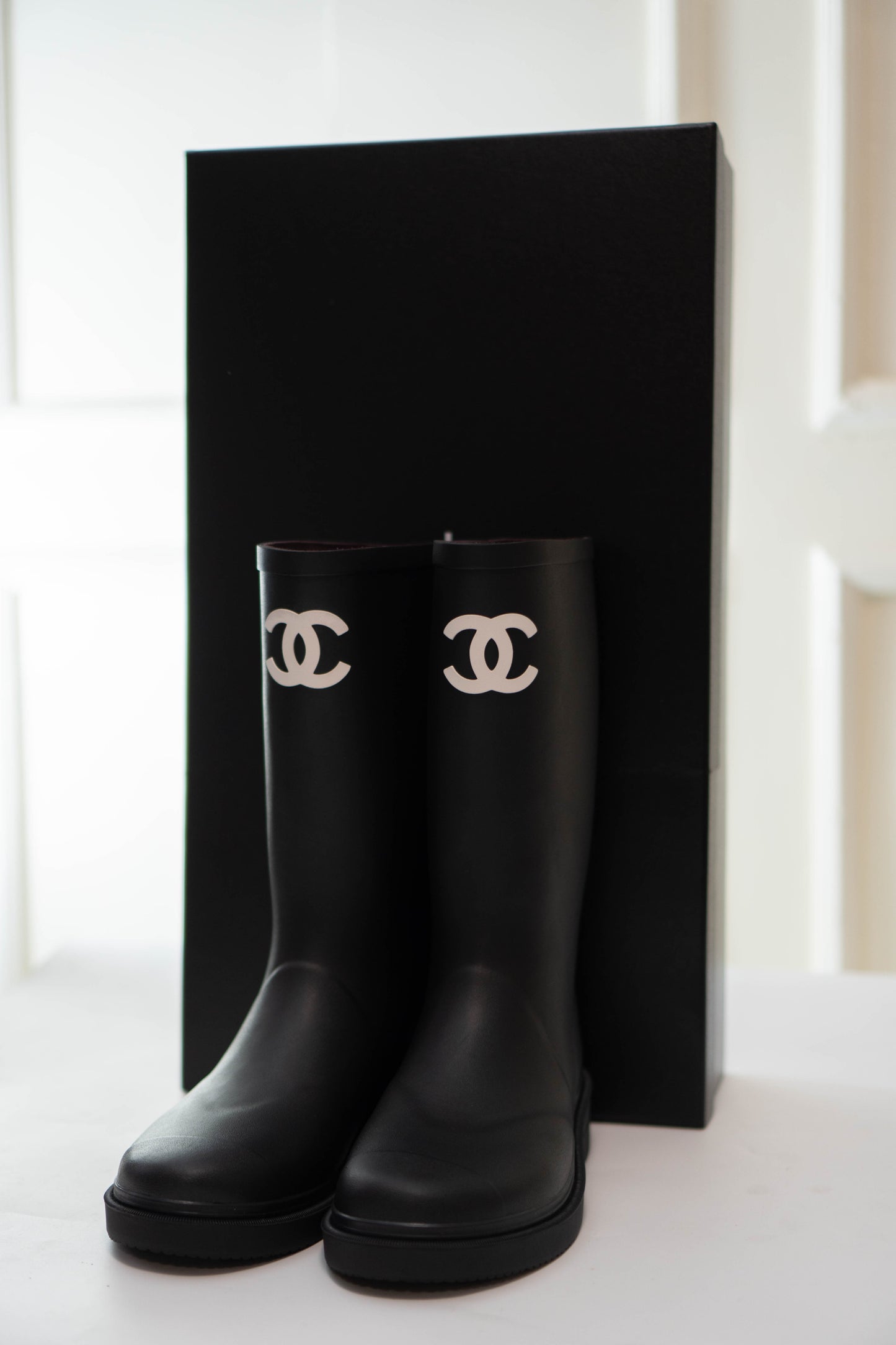 Rain Boots in Black Rubber