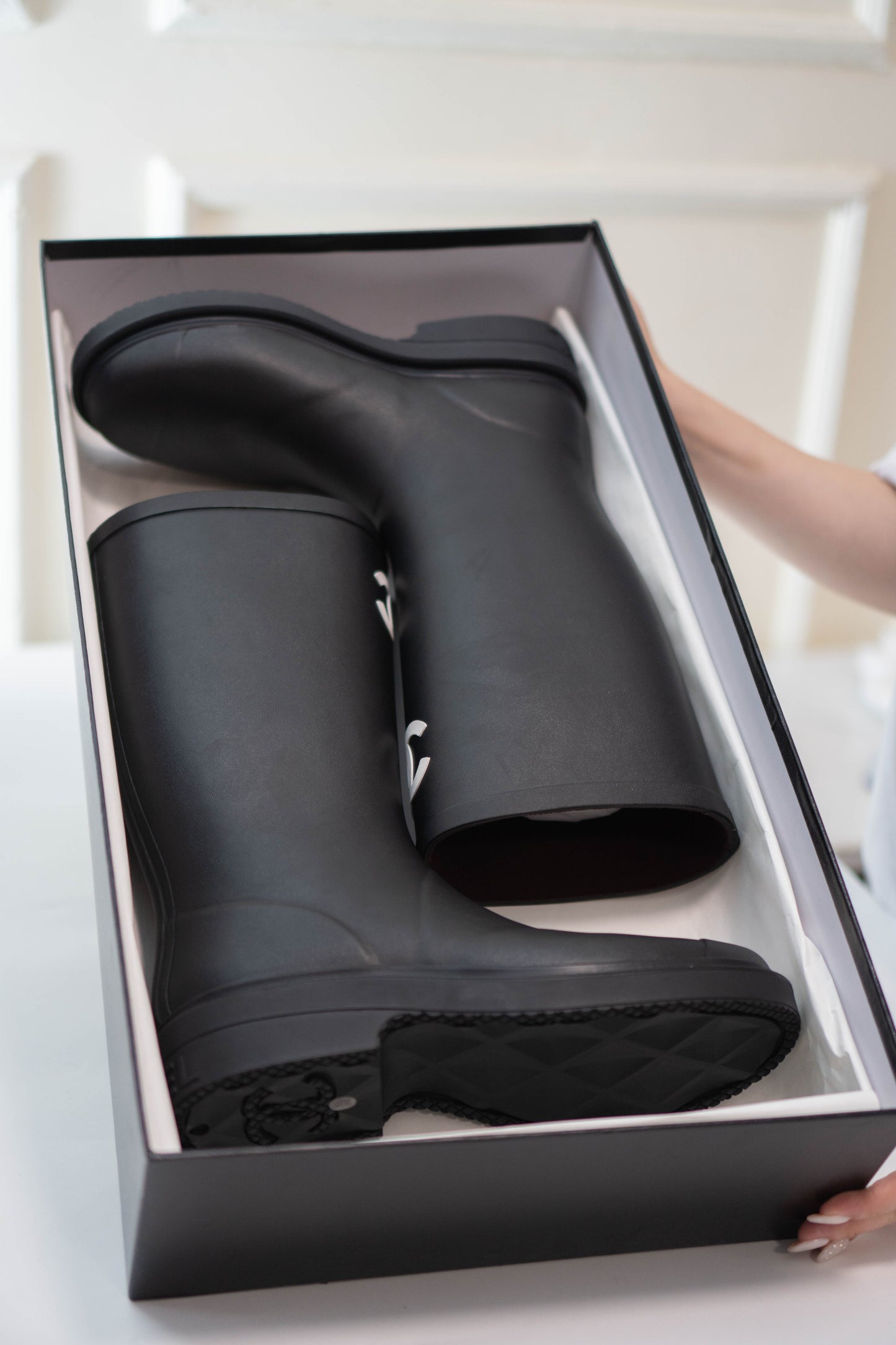Rain Boots in Black Rubber