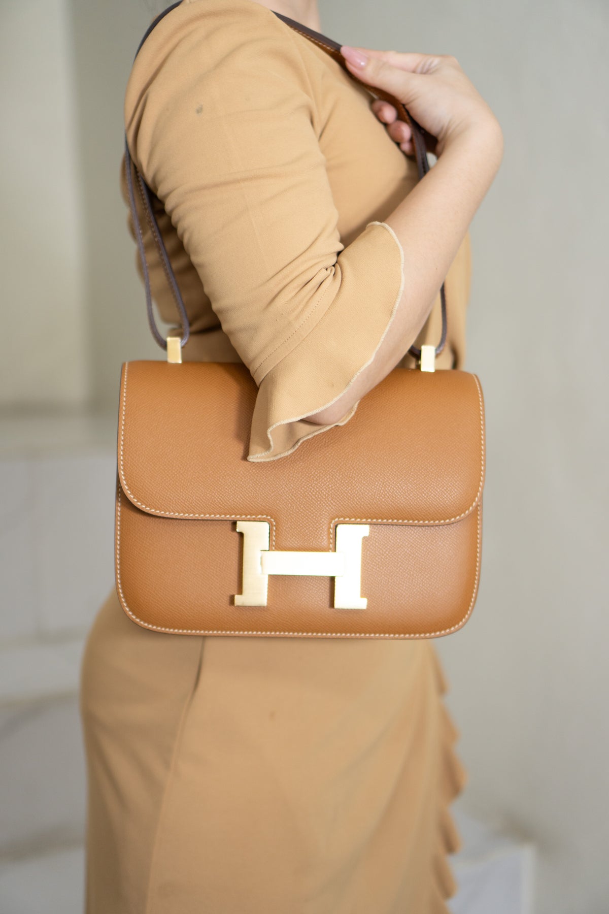 Constanc 23 – Gold Epsom Leather with Permabrass/Gold Hardware
