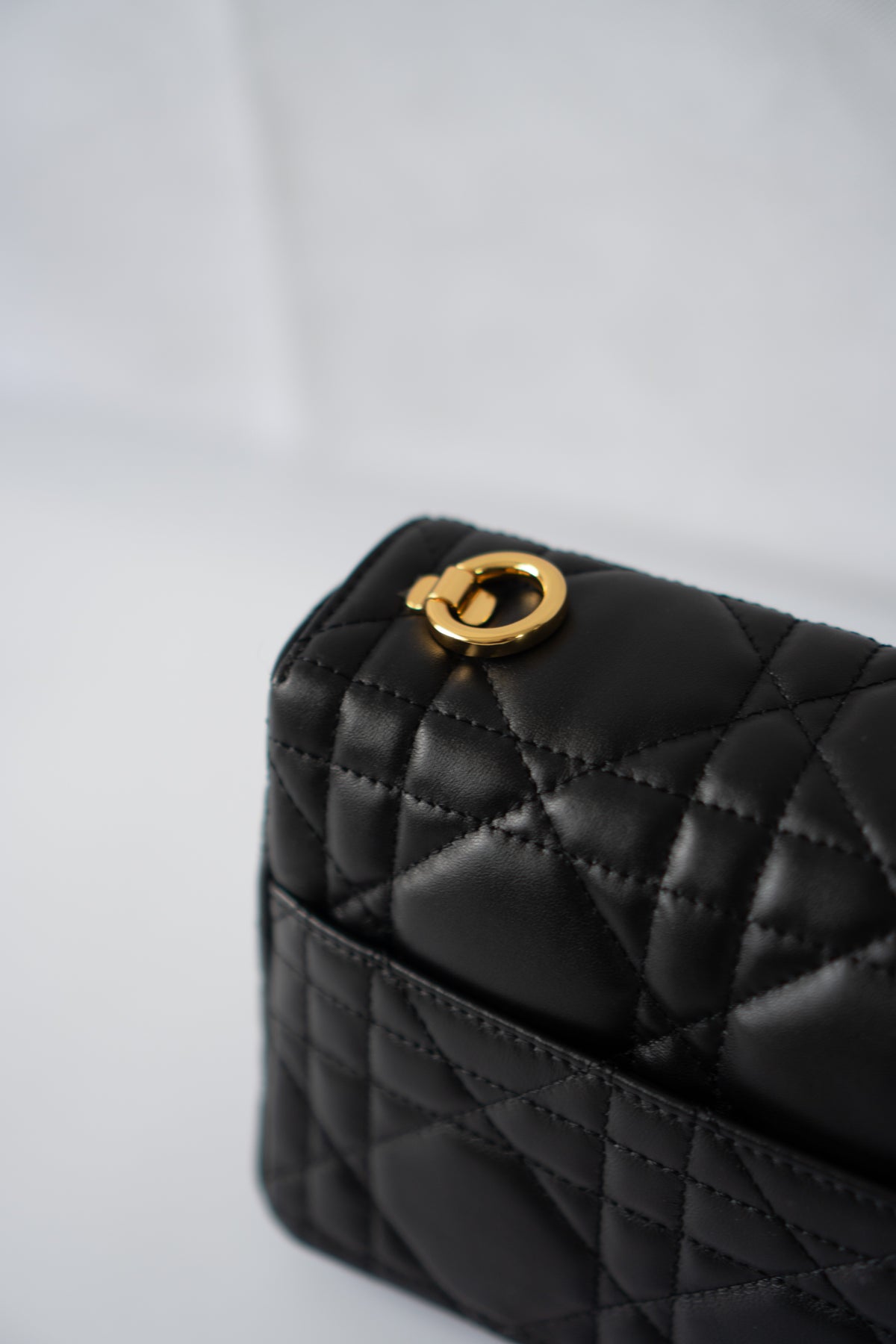 Caro Medium Bag – Black Cannage Calfskin
