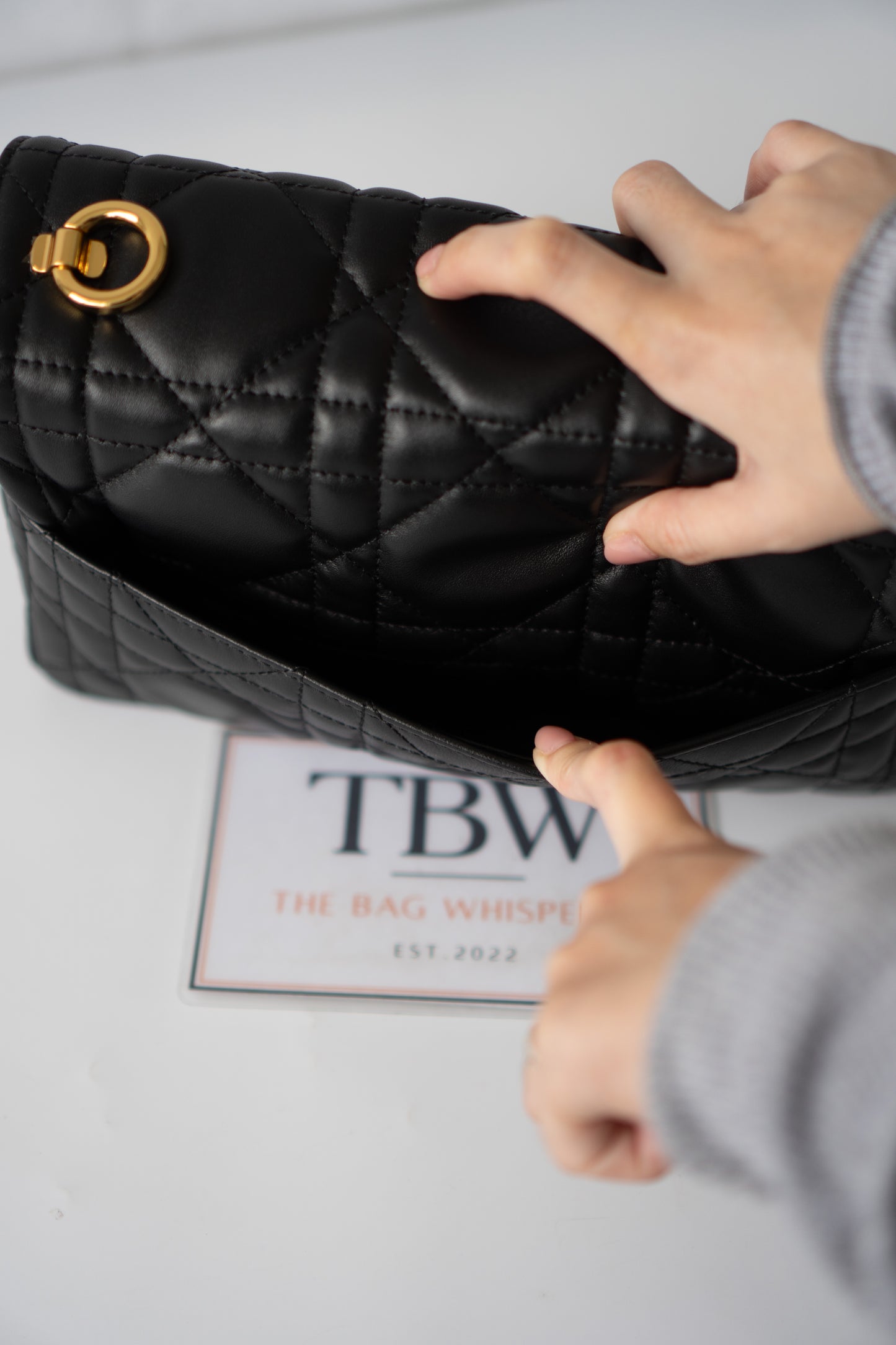 Caro Medium Bag – Black Cannage Calfskin