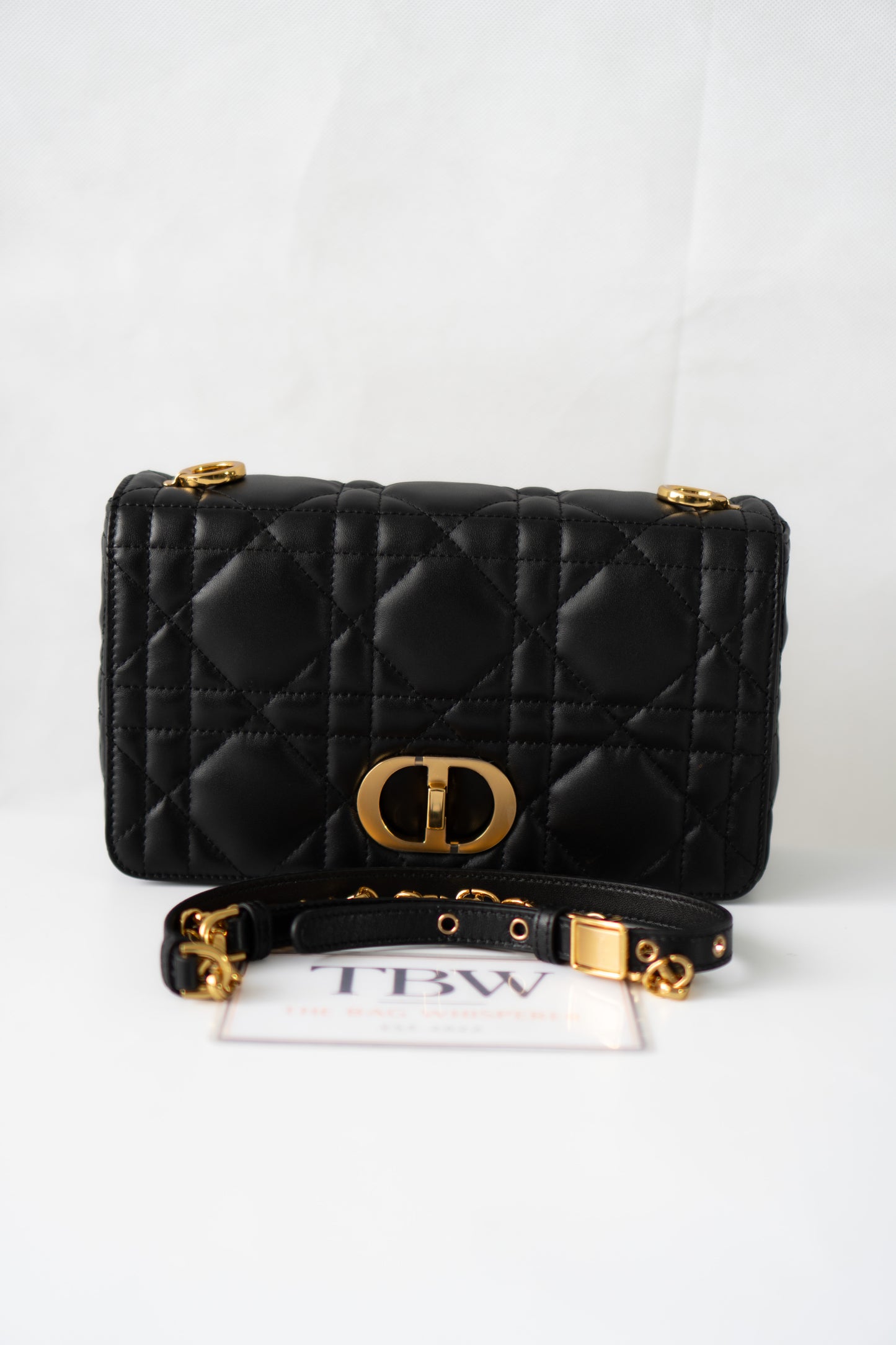 Caro Medium Bag – Black Cannage Calfskin