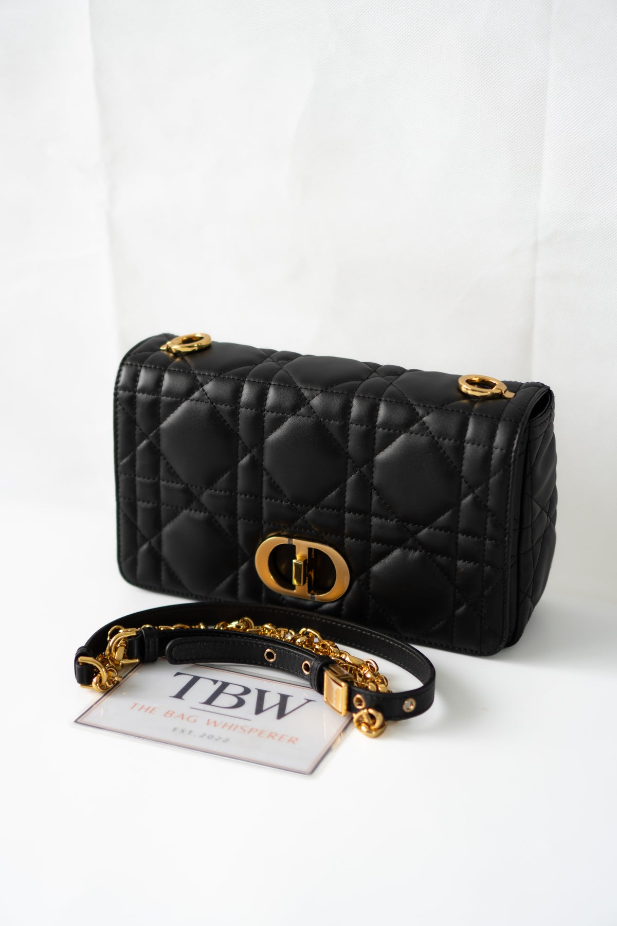 Caro Medium Bag – Black Cannage Calfskin