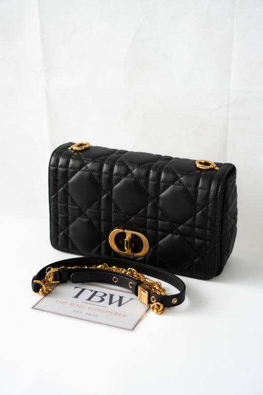 Caro Medium Bag – Black Cannage Calfskin