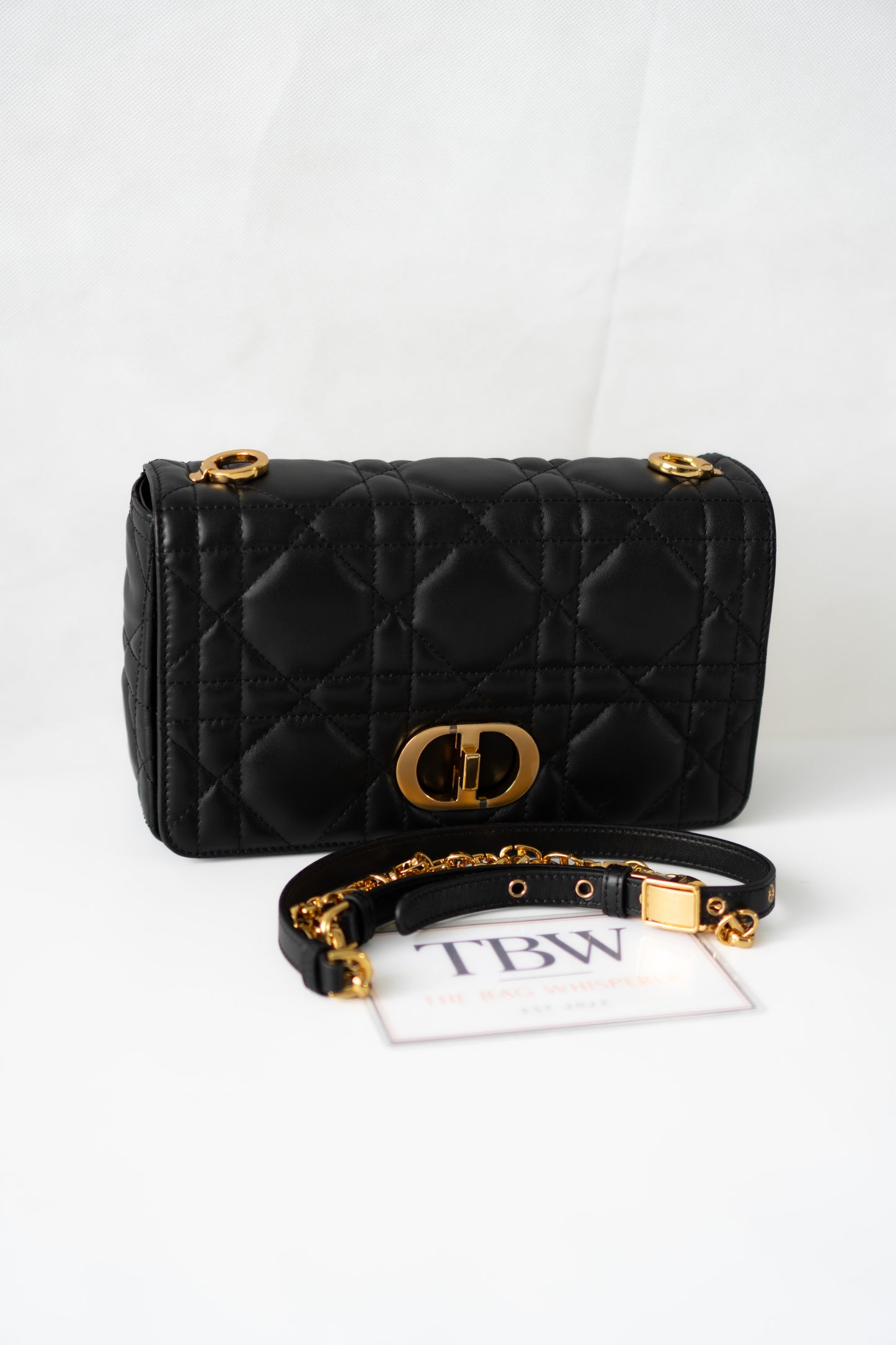 Caro Medium Bag – Black Cannage Calfskin